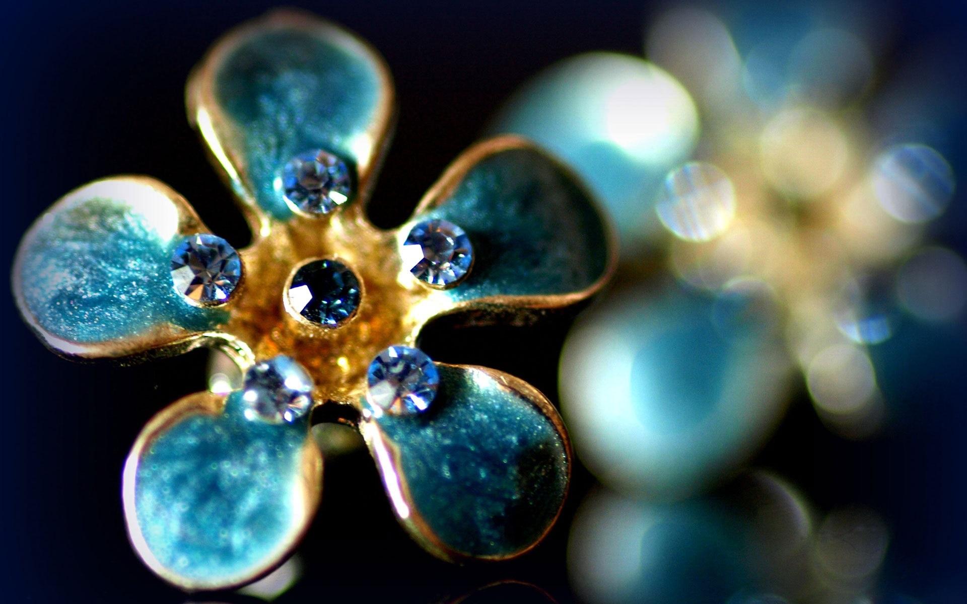 Wallpaper Flower shaped ring, gemstones, aquamarine, glare, luxury