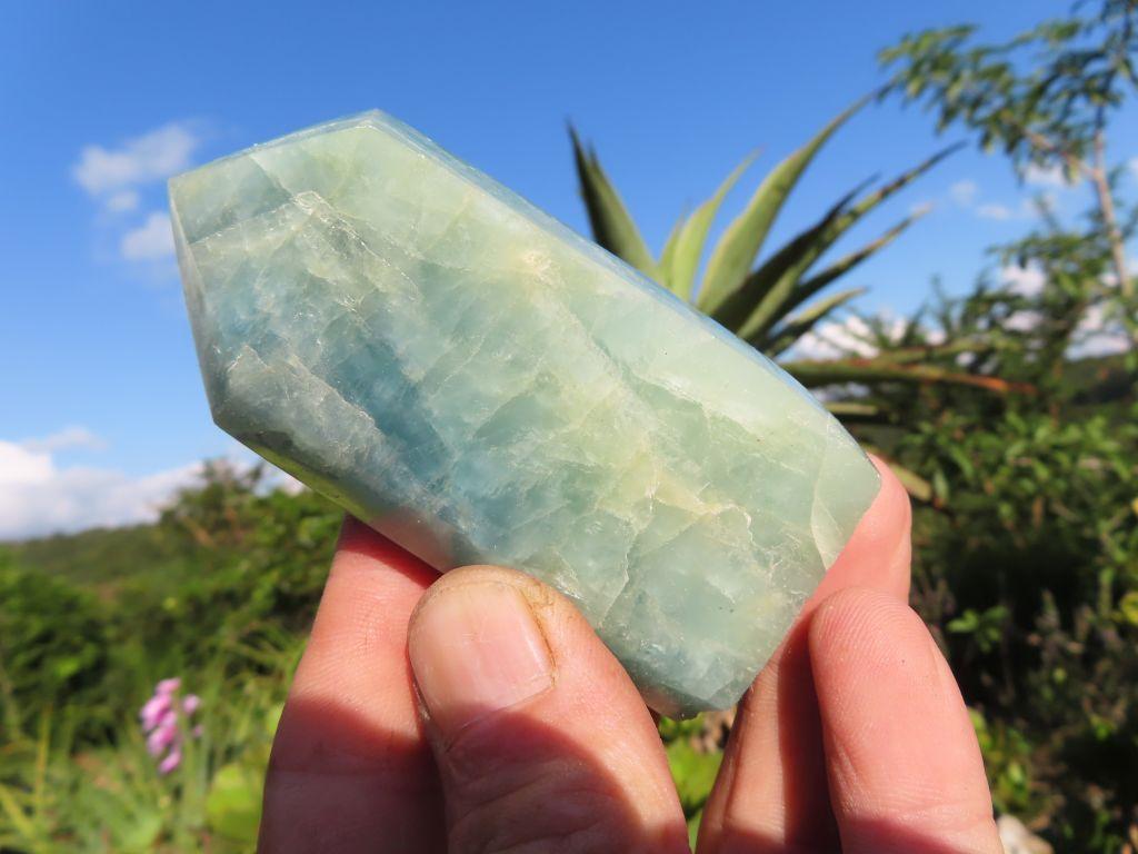 Polished Aquamarine Quartz Crystal Points x 6 from Angola. Toprock