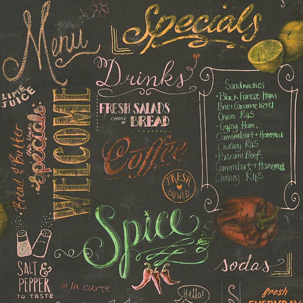 Food & Drink Menu Chalkboard Wallpaper