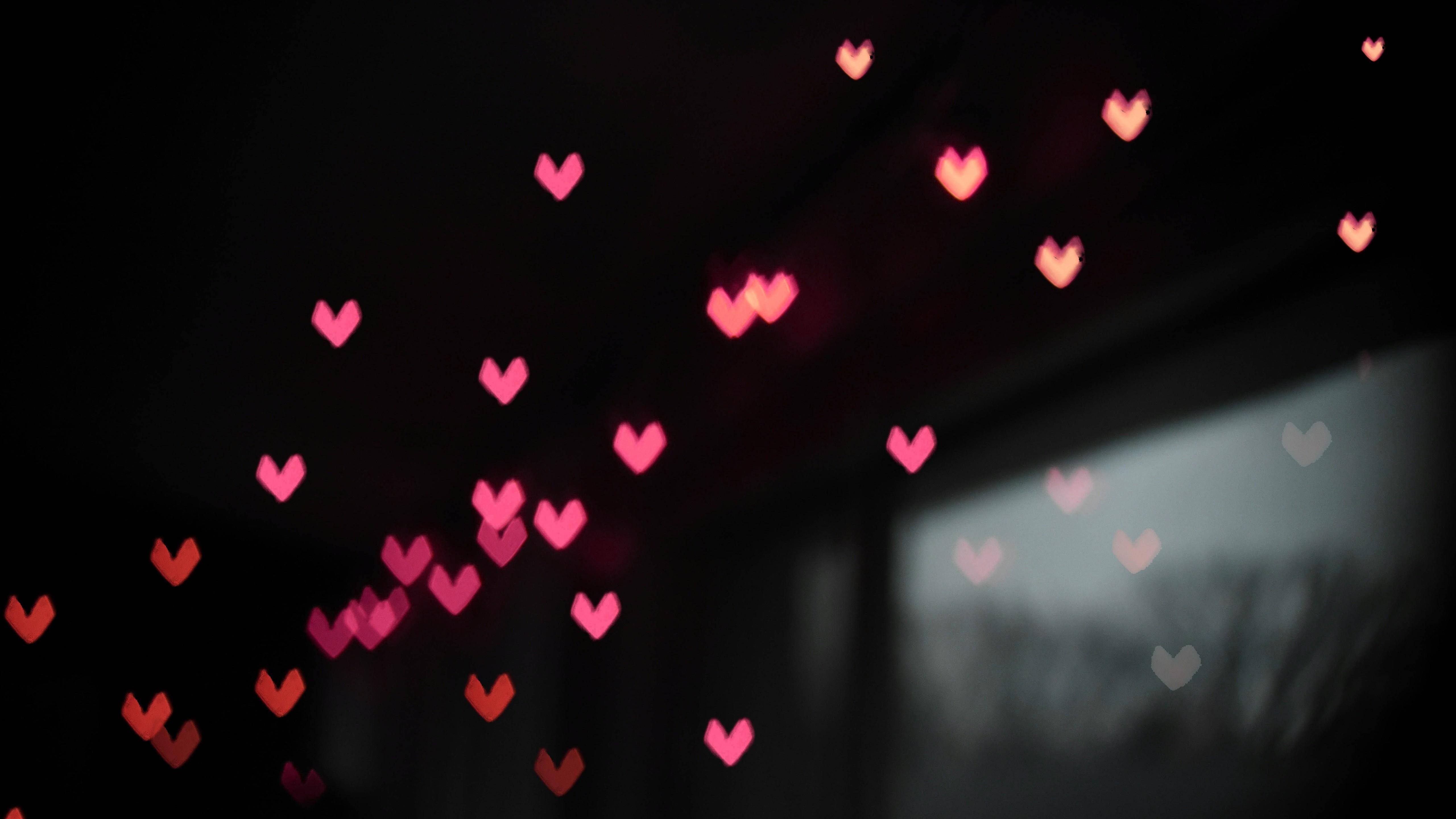 Small Pink Heart in Black Background 5K Abstract Wallpaper. HD