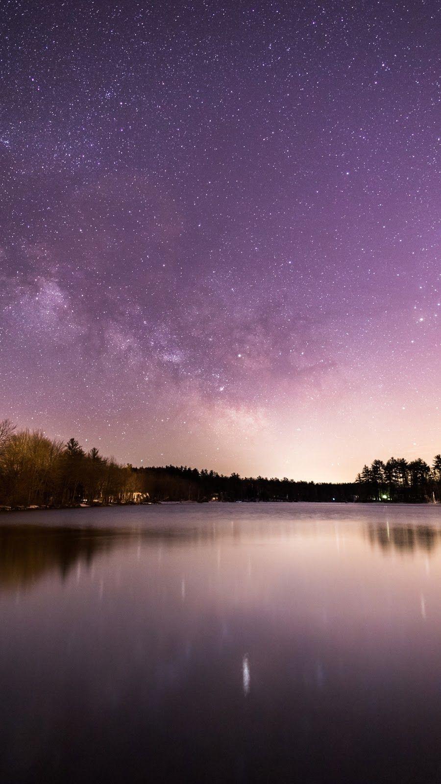 Milky Way Over a Small Lake. Beautiful Wallpaper. Cute wallpaper