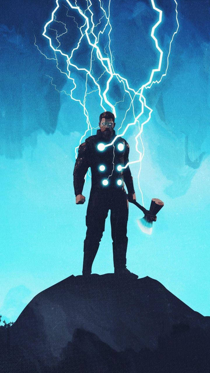 Thor, artwork, lightning god, 720x1280 wallpaper. Heróis marvel