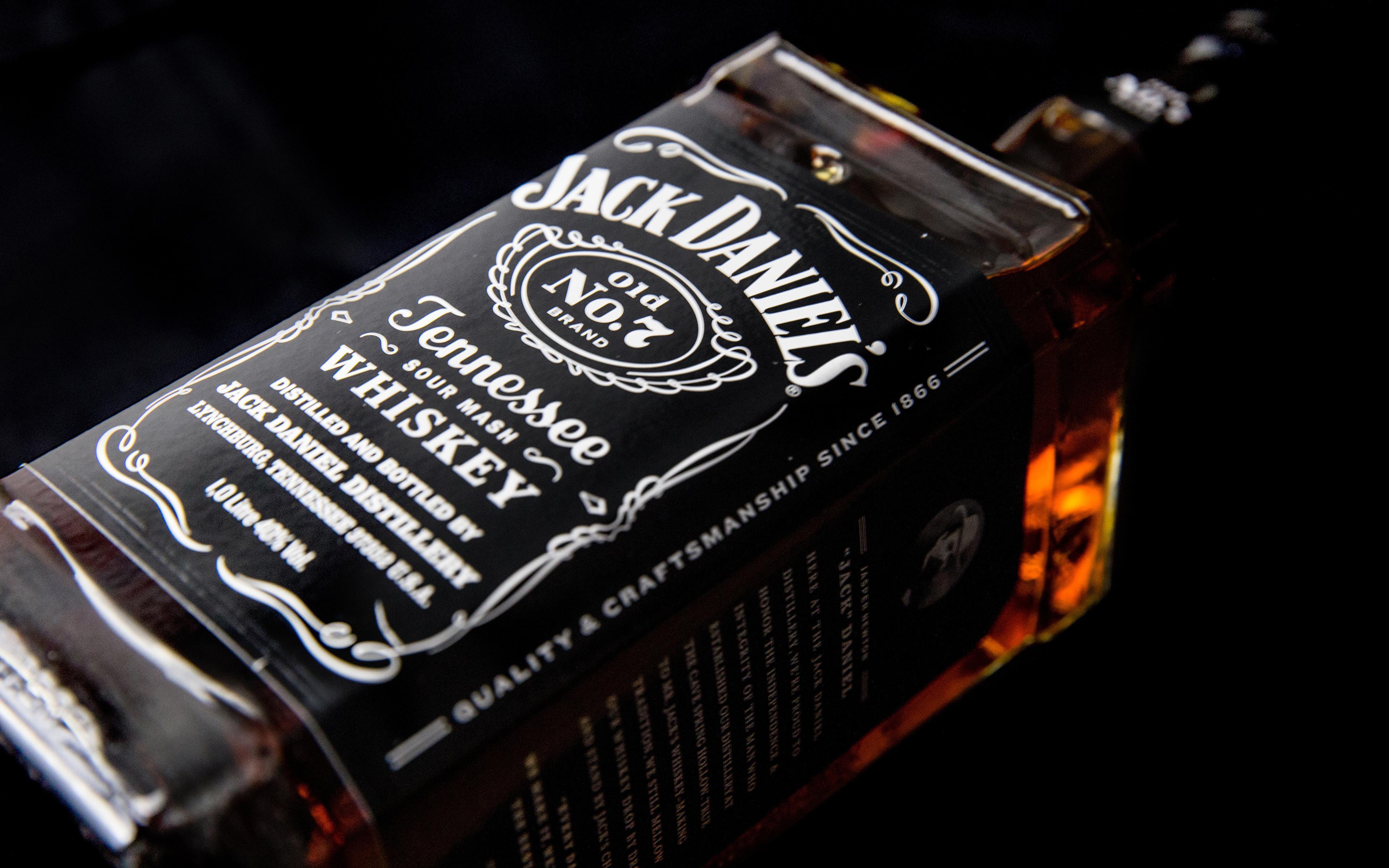 Wallpaper Jack Daniel's Bottle Brands Black background 3840x2400