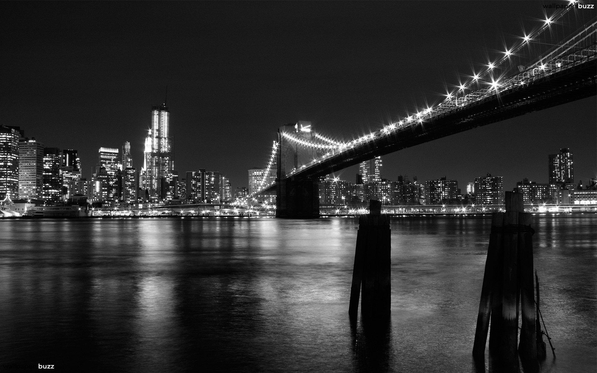 Brooklyn Bridge black and white HD Wallpaper