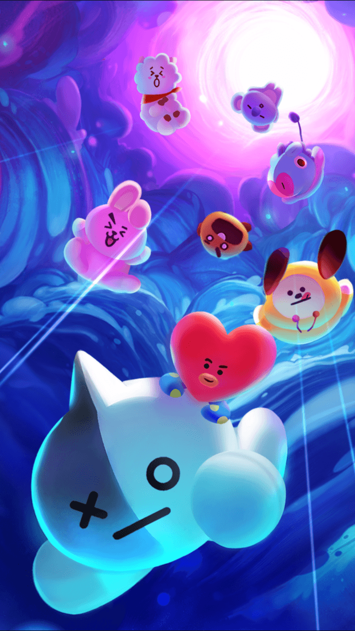 SO CUTE RIGHT?!!! BT21 wallpaper! ❤❤❤ I got this from the new
