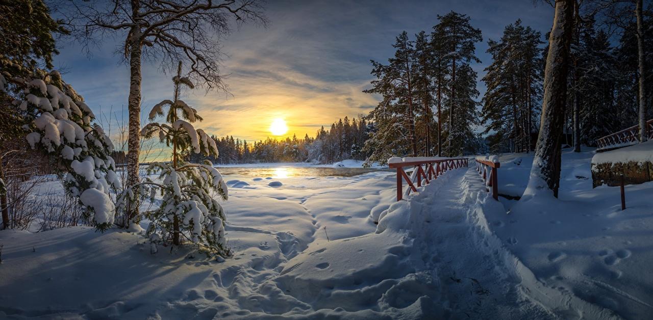 Desktop Wallpaper Trail Winter Nature Bridges Snow Sunrises and