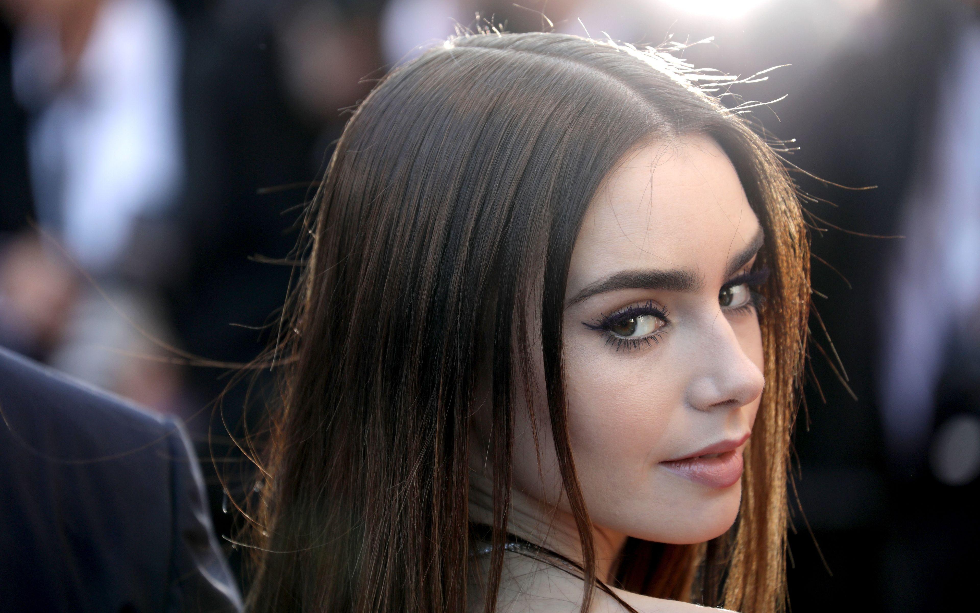 Download wallpaper 4k, Lily Collins, portrait, Hollywood