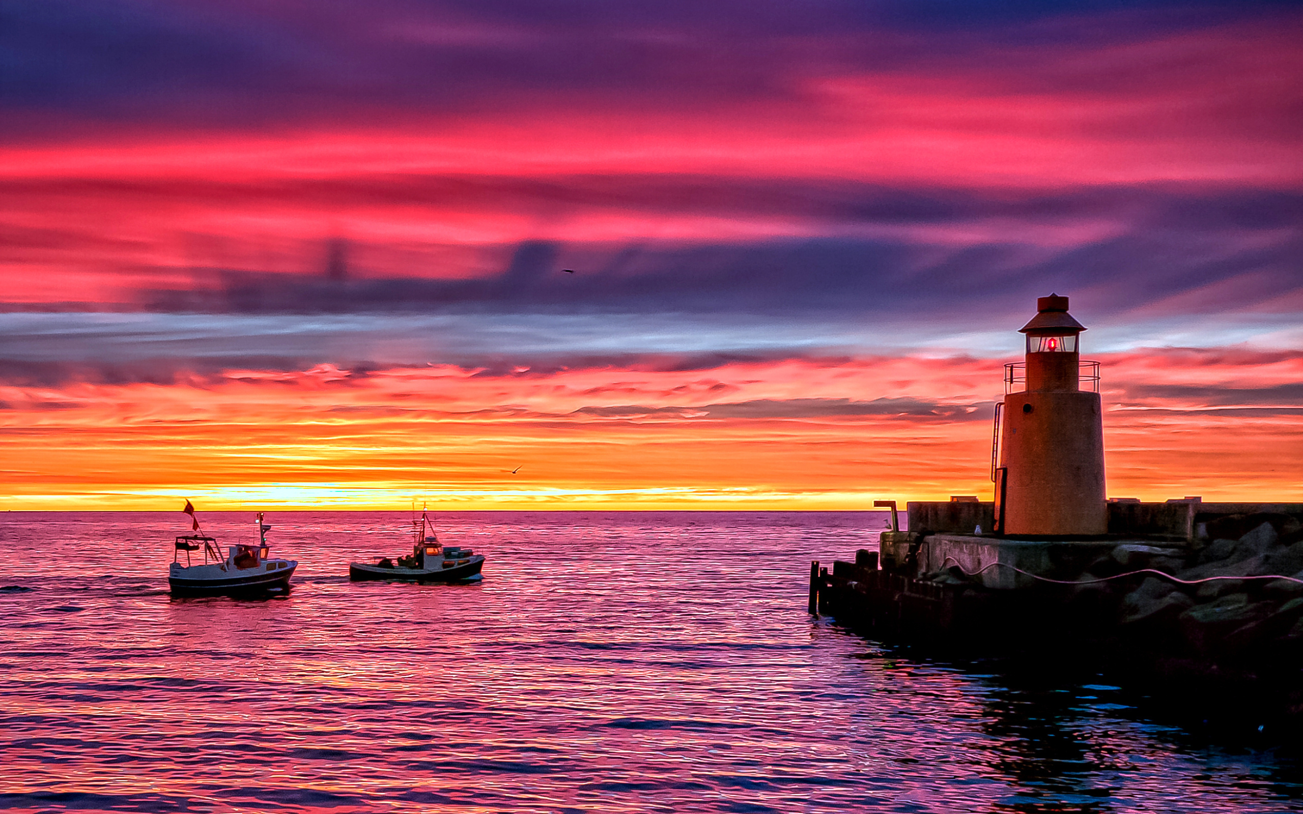 Beautiful Lighthouses at Sunset HD Wallpaper, Background Image