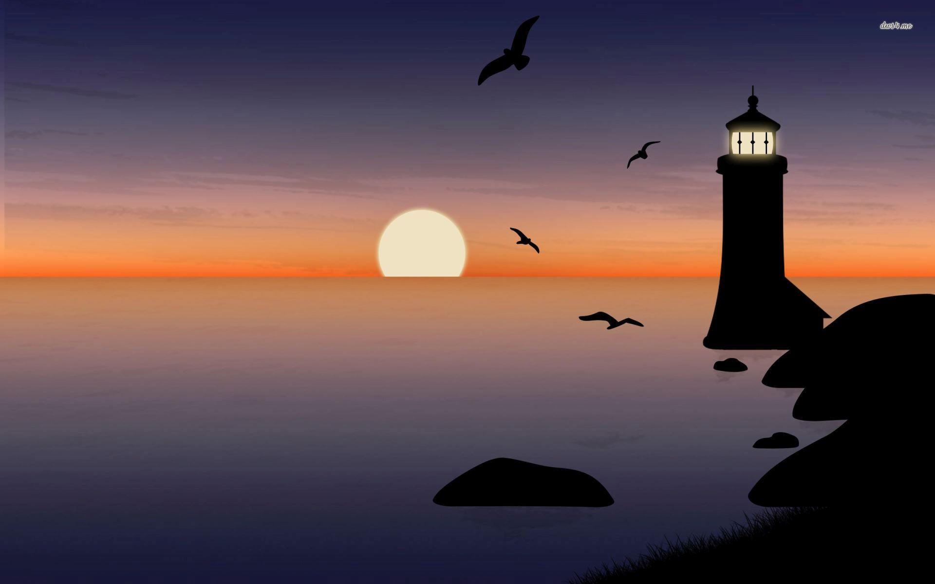 Lighthouse on Sunset wallpaper wallpaper