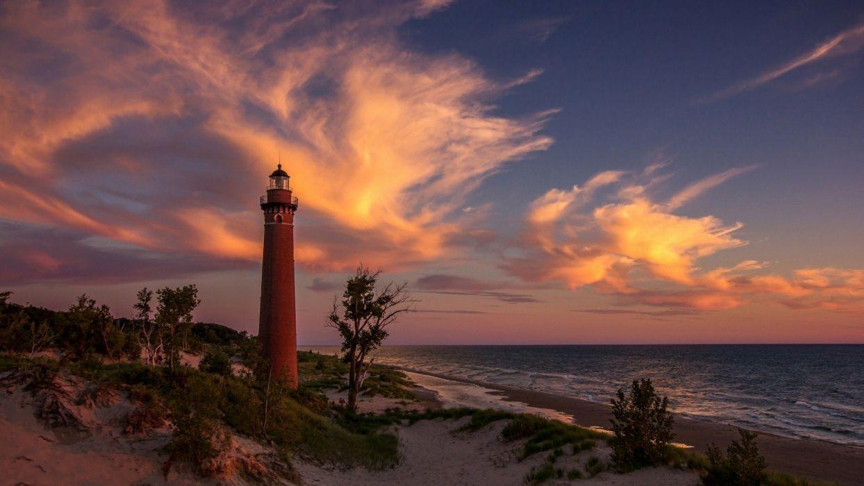 Lighthouse sunset wallpaperx1080