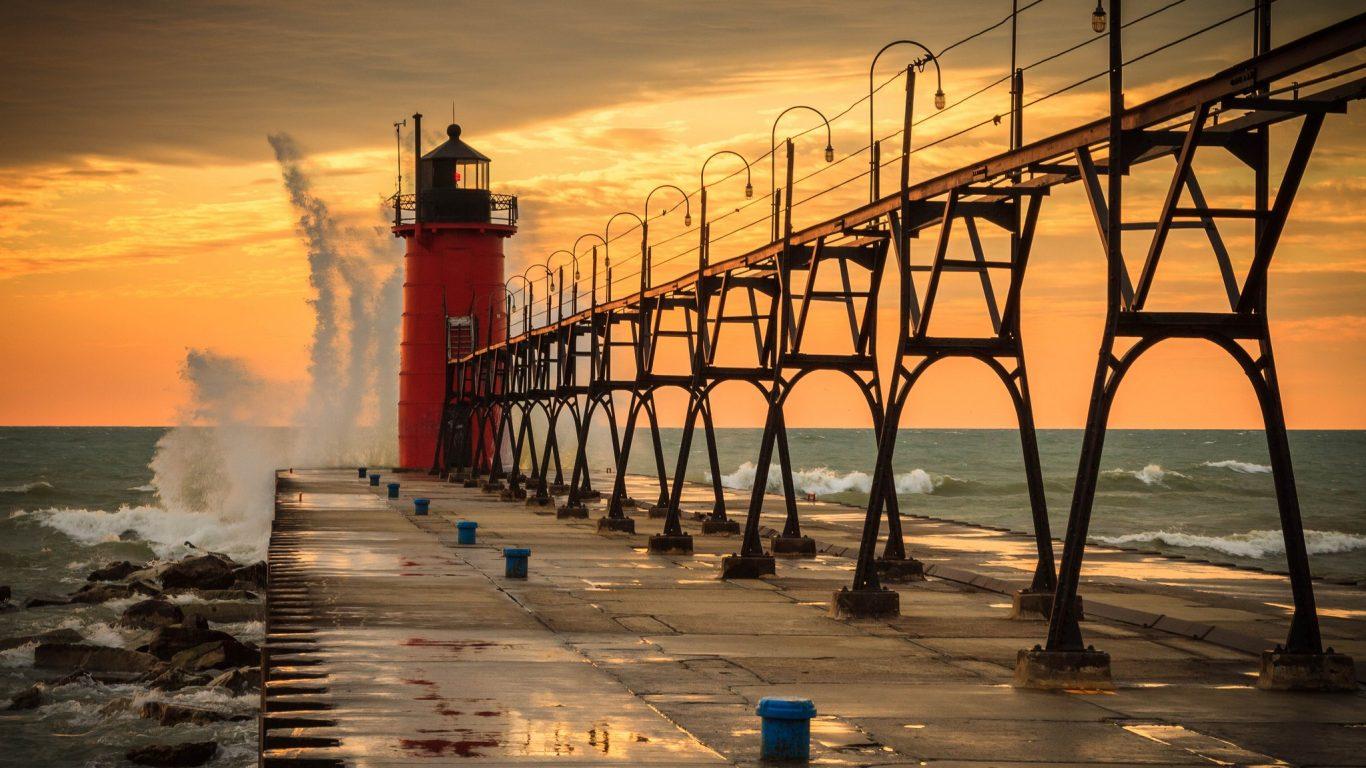 Lighthouse Sunset Wallpaper Widescreen. Nature HD Wallpaper