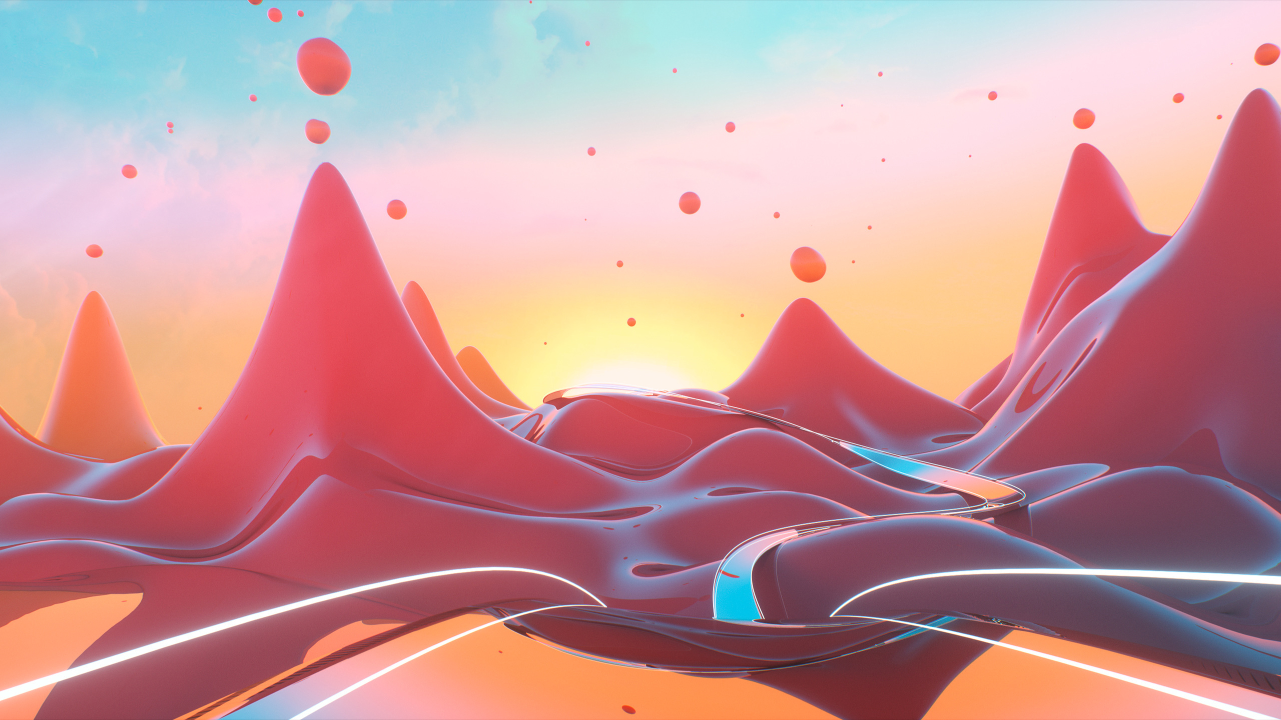 Abstract Mountains Sunset Wallpaper