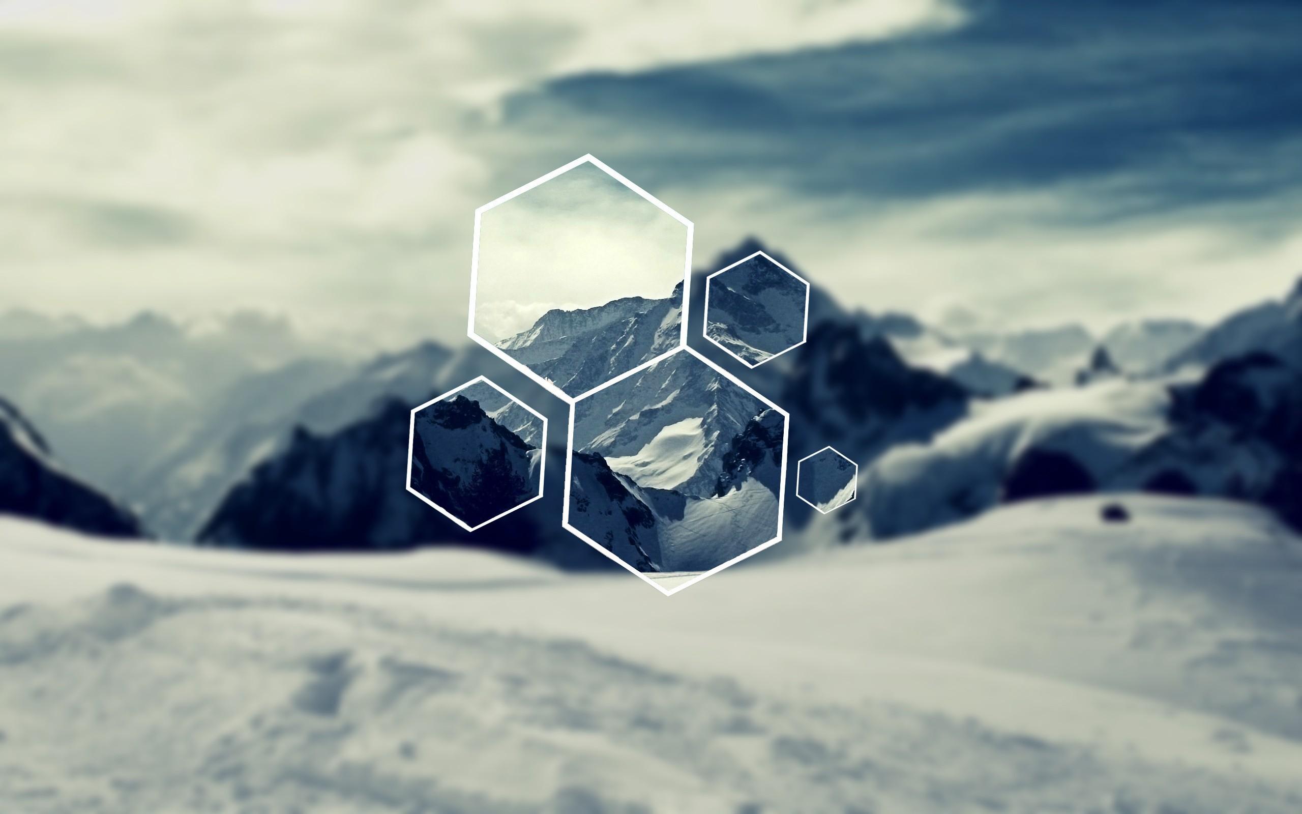 #digital art, #abstract, #mountains, #snow, wallpaper