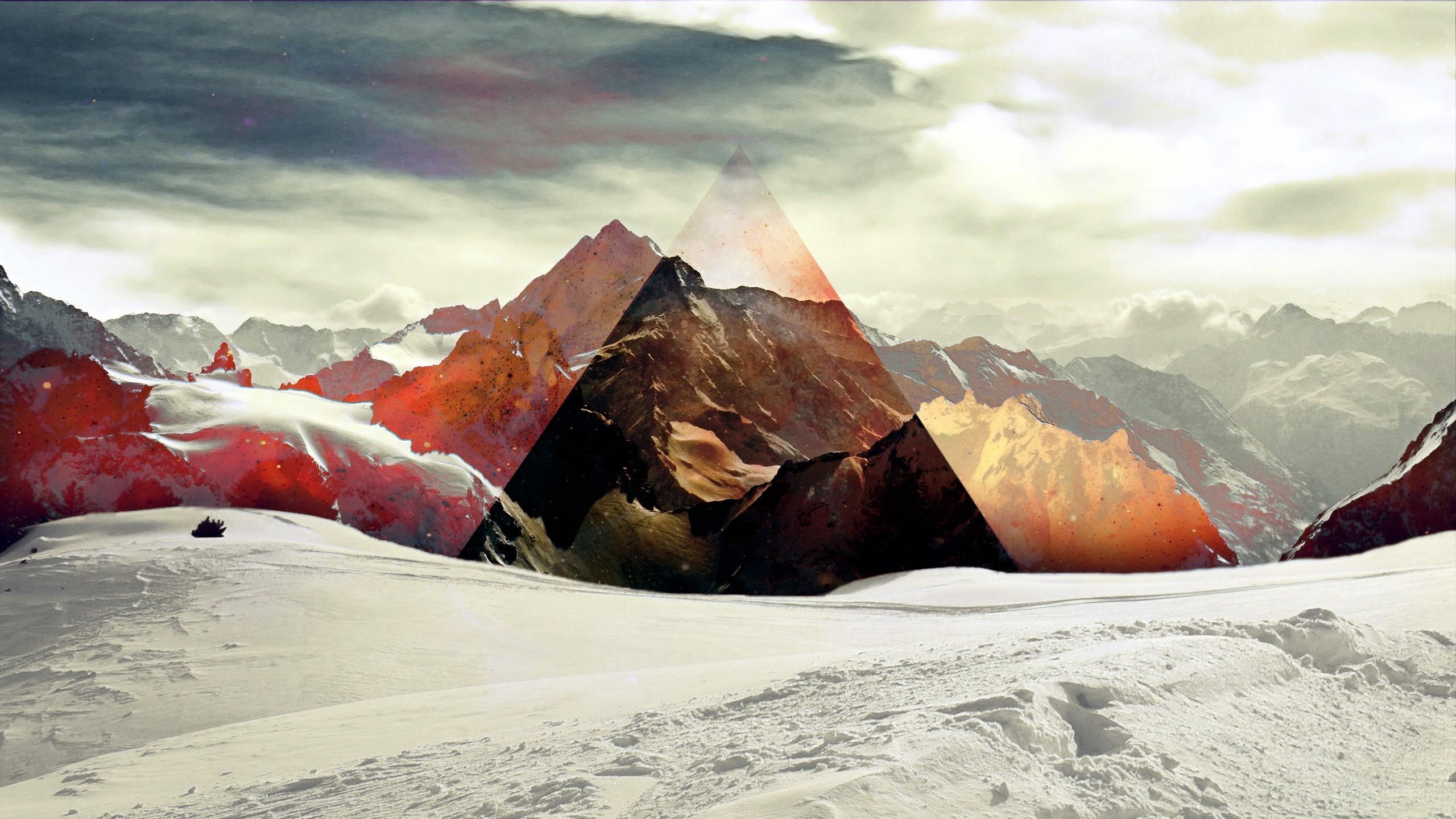 polyscape, Mountain, Snow, Triangle, Abstract Wallpaper HD