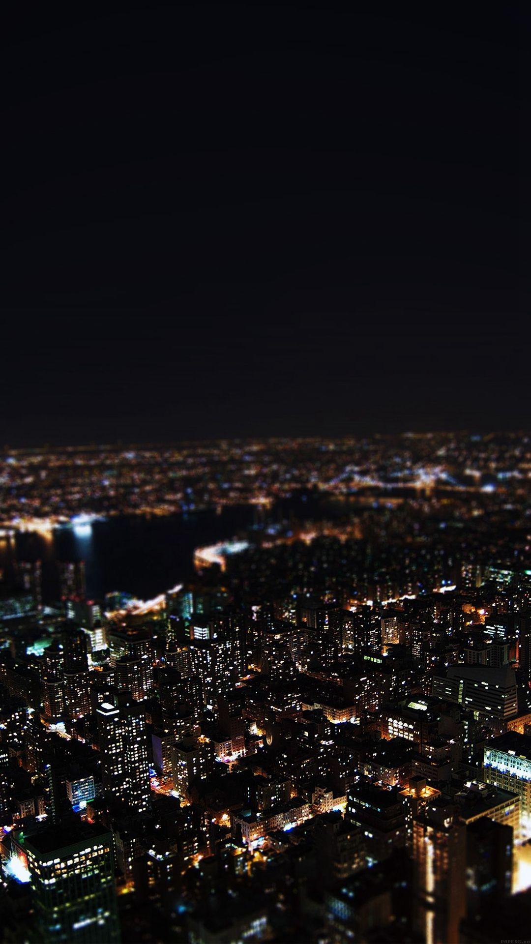 Dark Night City Building Skyview iPhone 6 wallpaper. City wallpaper, Night landscape, City lights wallpaper