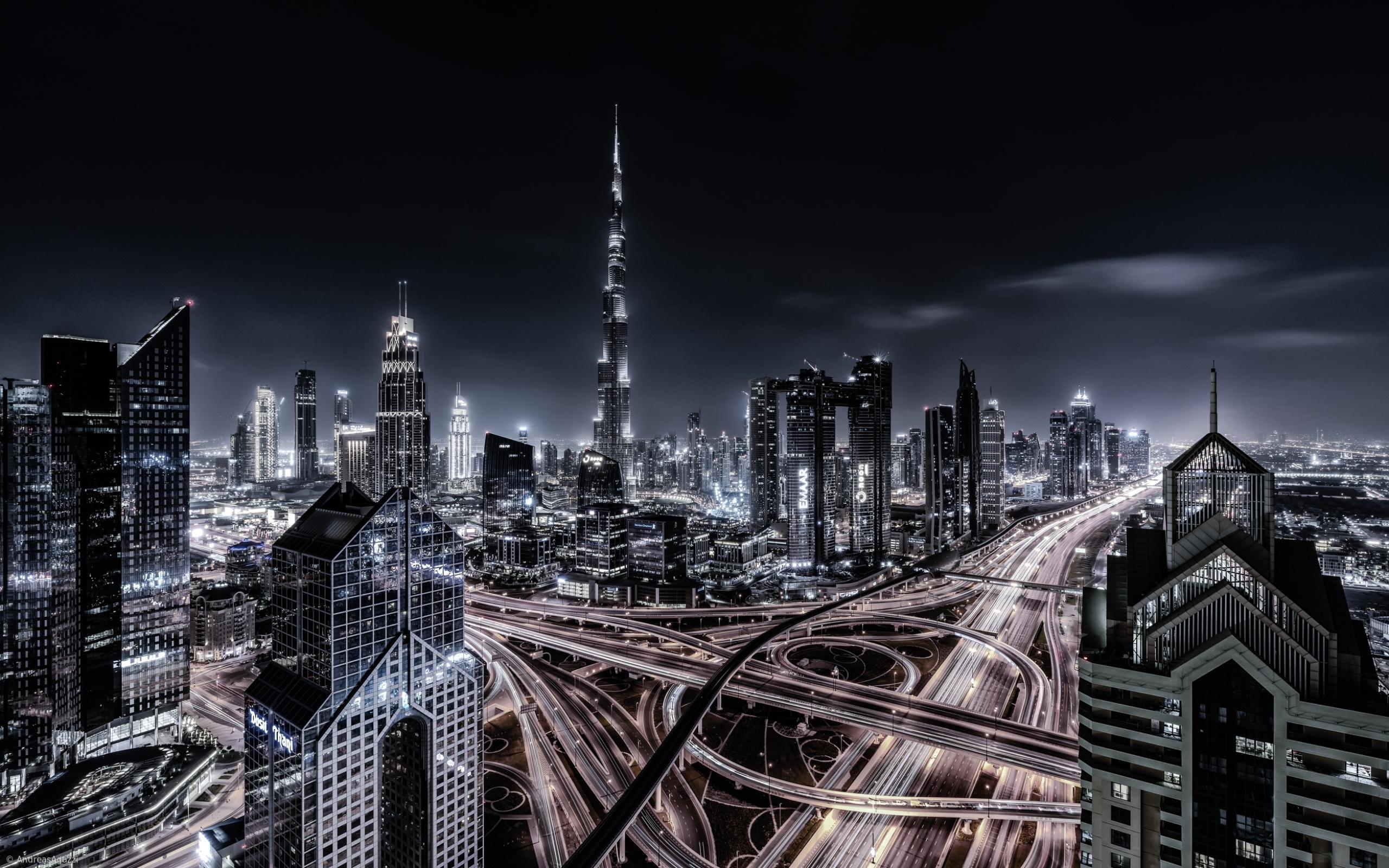 Wallpaper of Building, City, Cityscape, Dubai, Highway, Night