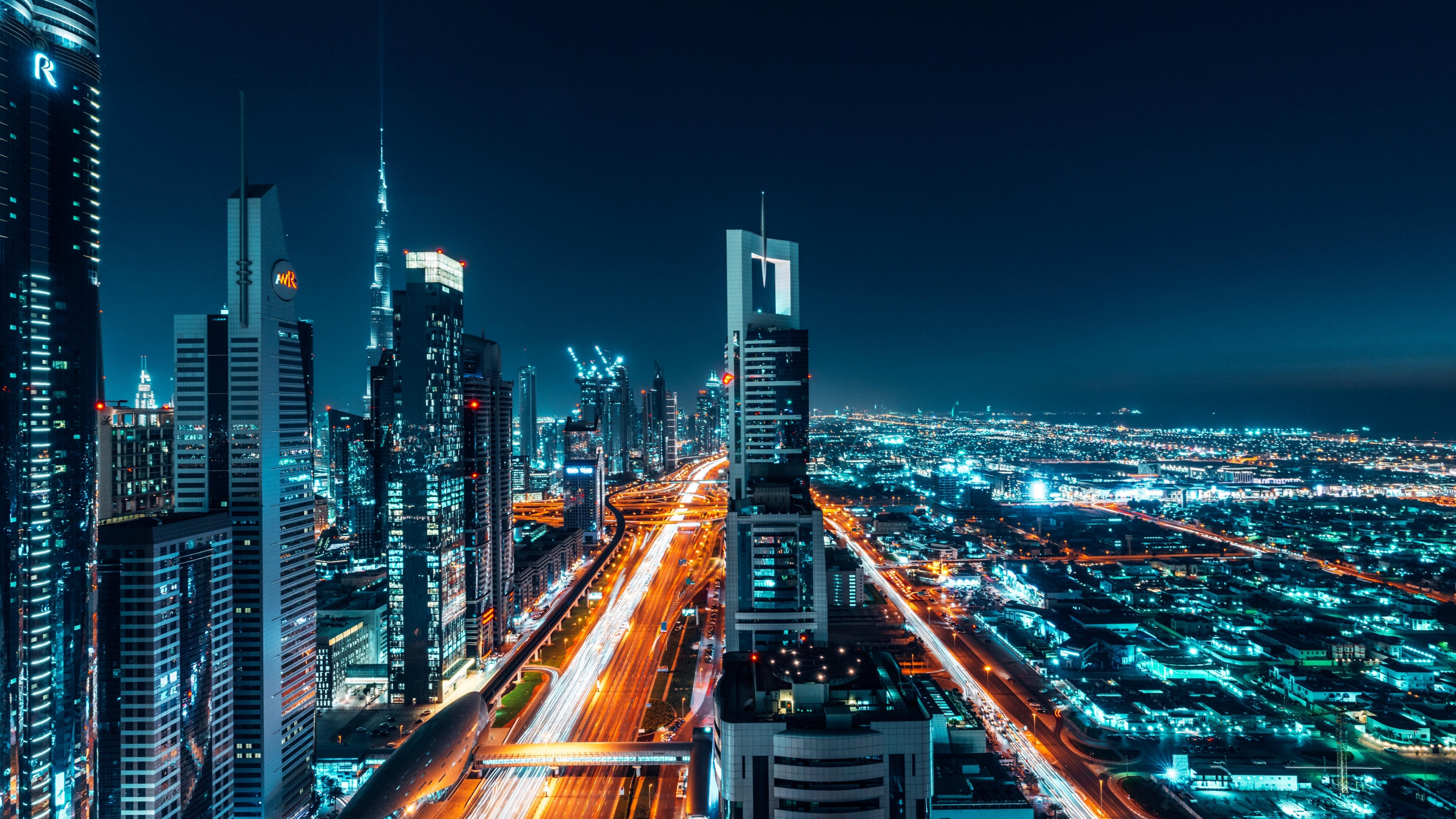 Dubai, City, Buildings, Cityscape, Night, 5120x Night