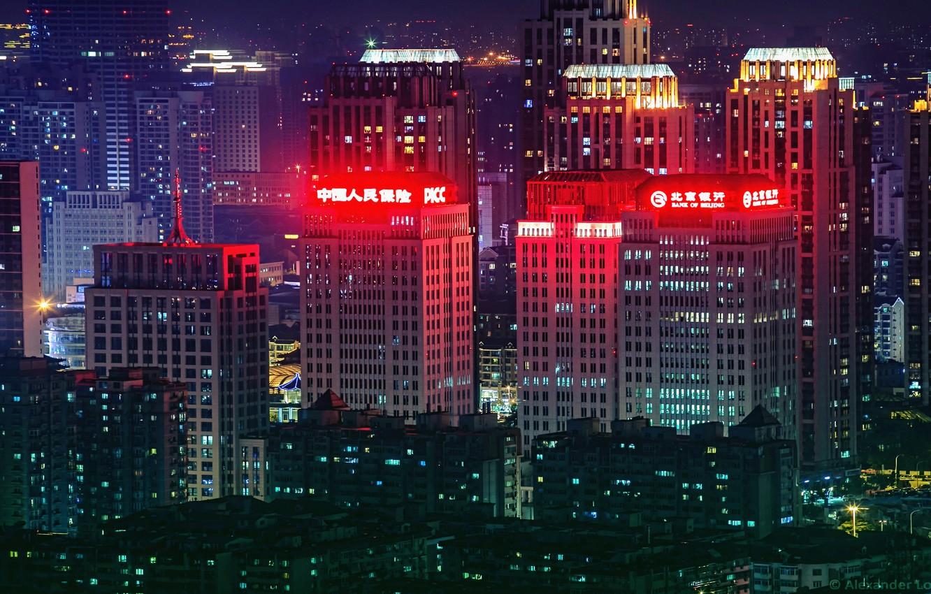 Wallpaper city, lights, China, Shanghai, night, city lights
