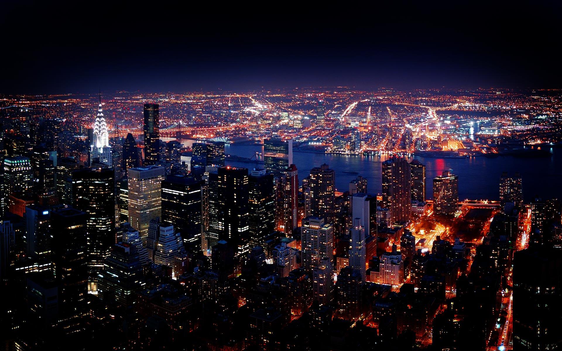 New york city skyline at night wallpaper Gallery