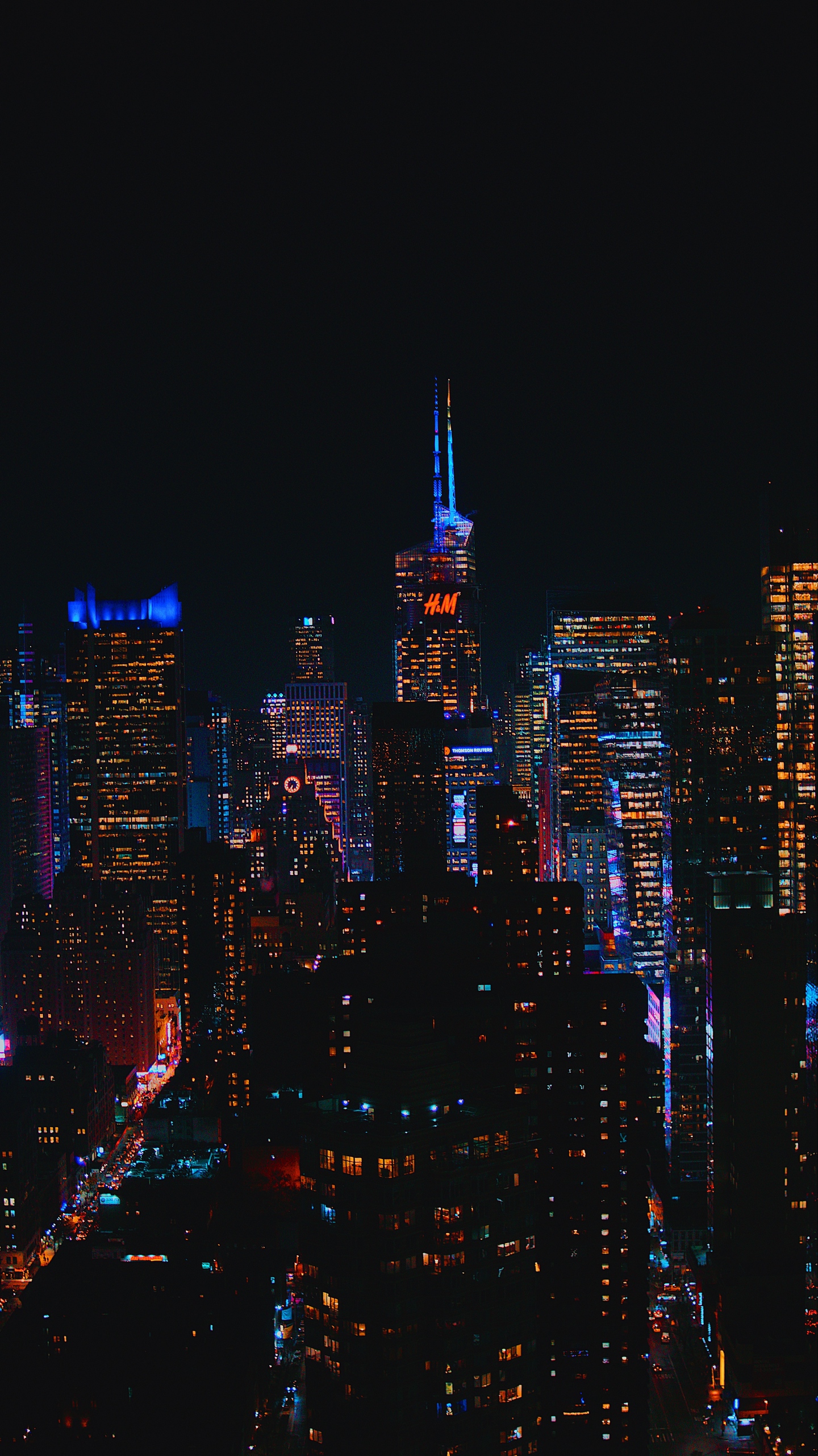 Download wallpaper 1440x2560 night city, city lights, buildings