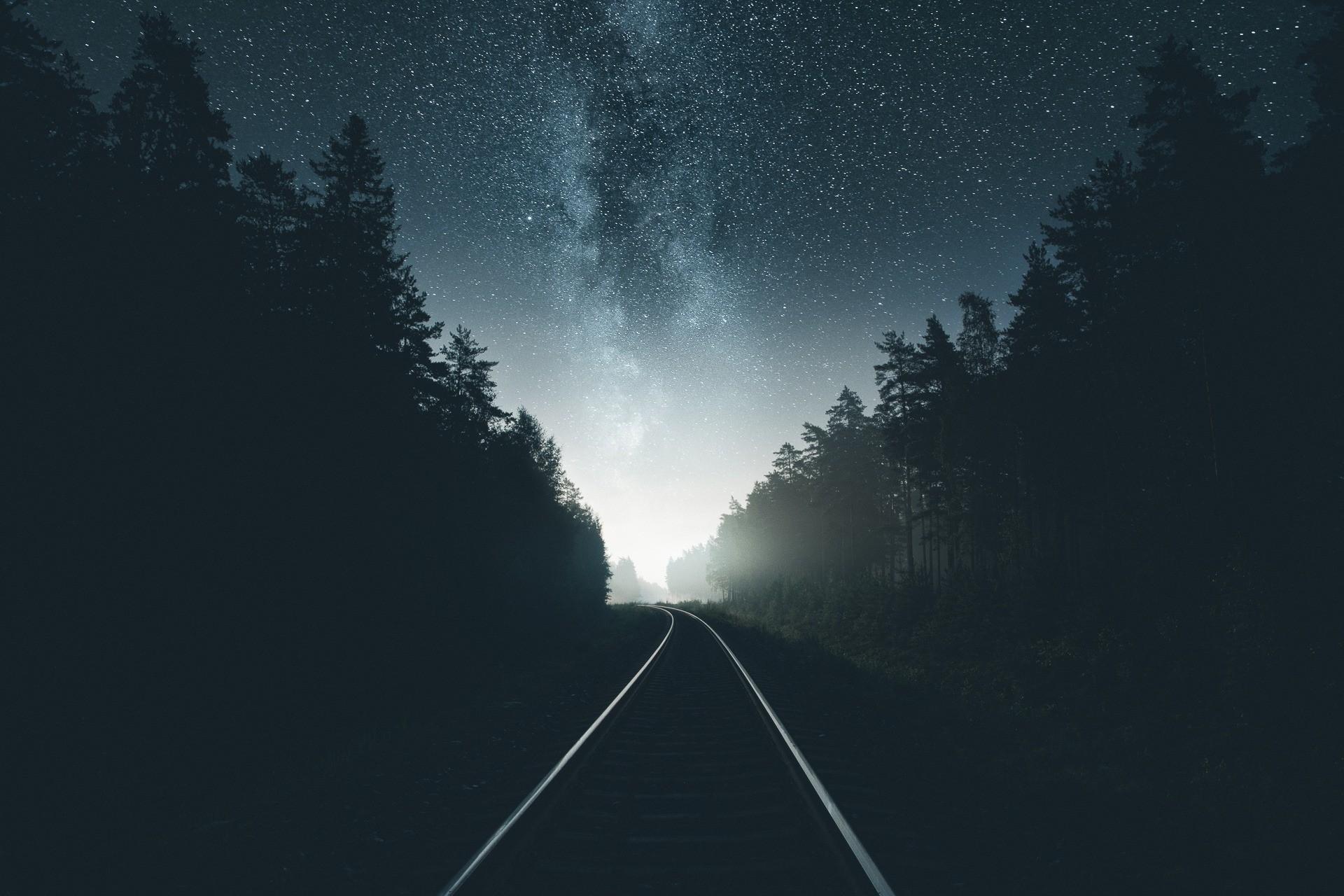 #forest, #night, #railway, #photography, wallpaper. General