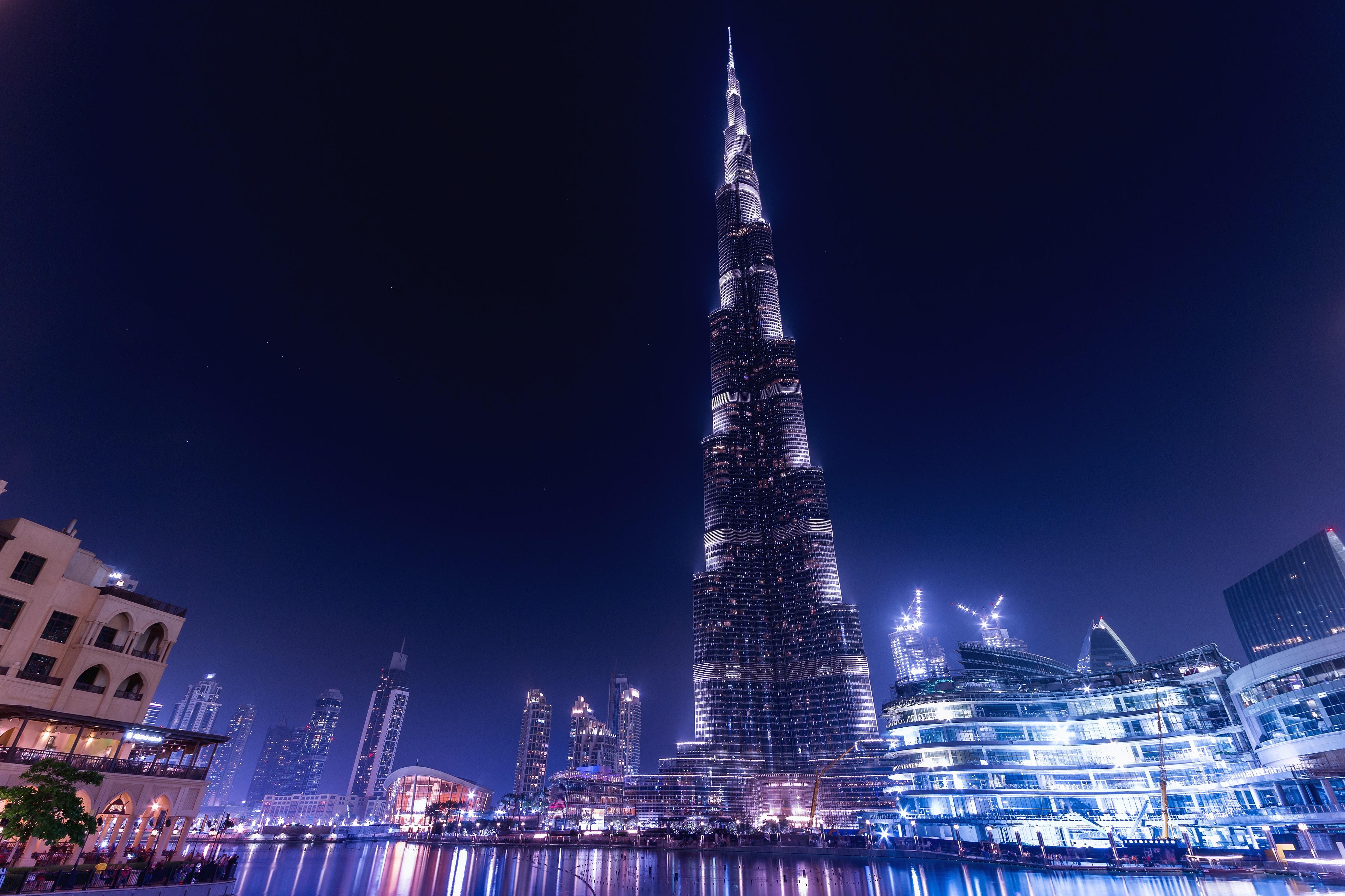 Wallpaper Burj Khalifa, Burj Dubai, Skyscraper, Dubai, Nightscape