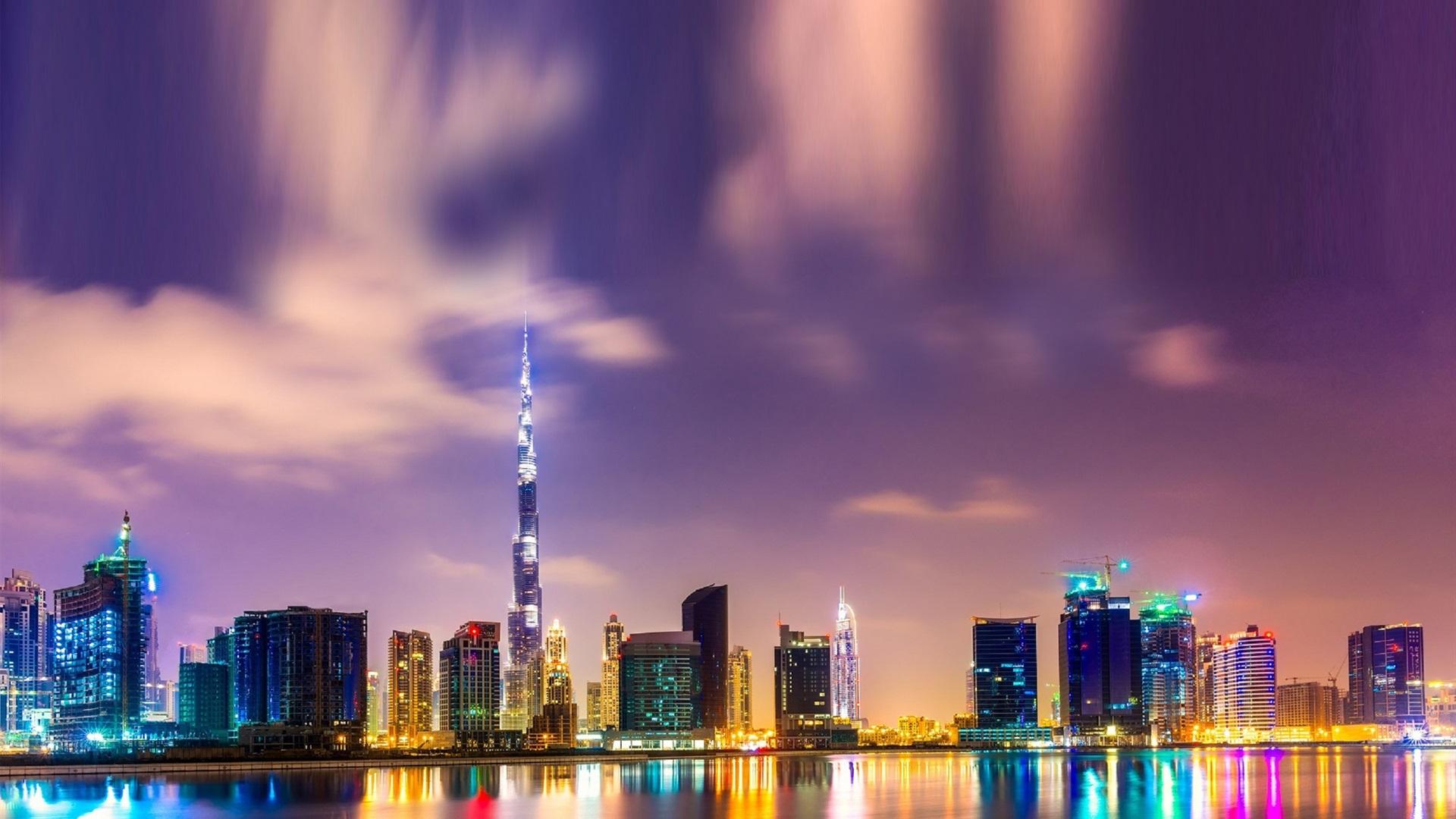 Wallpaper Beautiful Night In Dubai, Burj Khalifa, High Rise