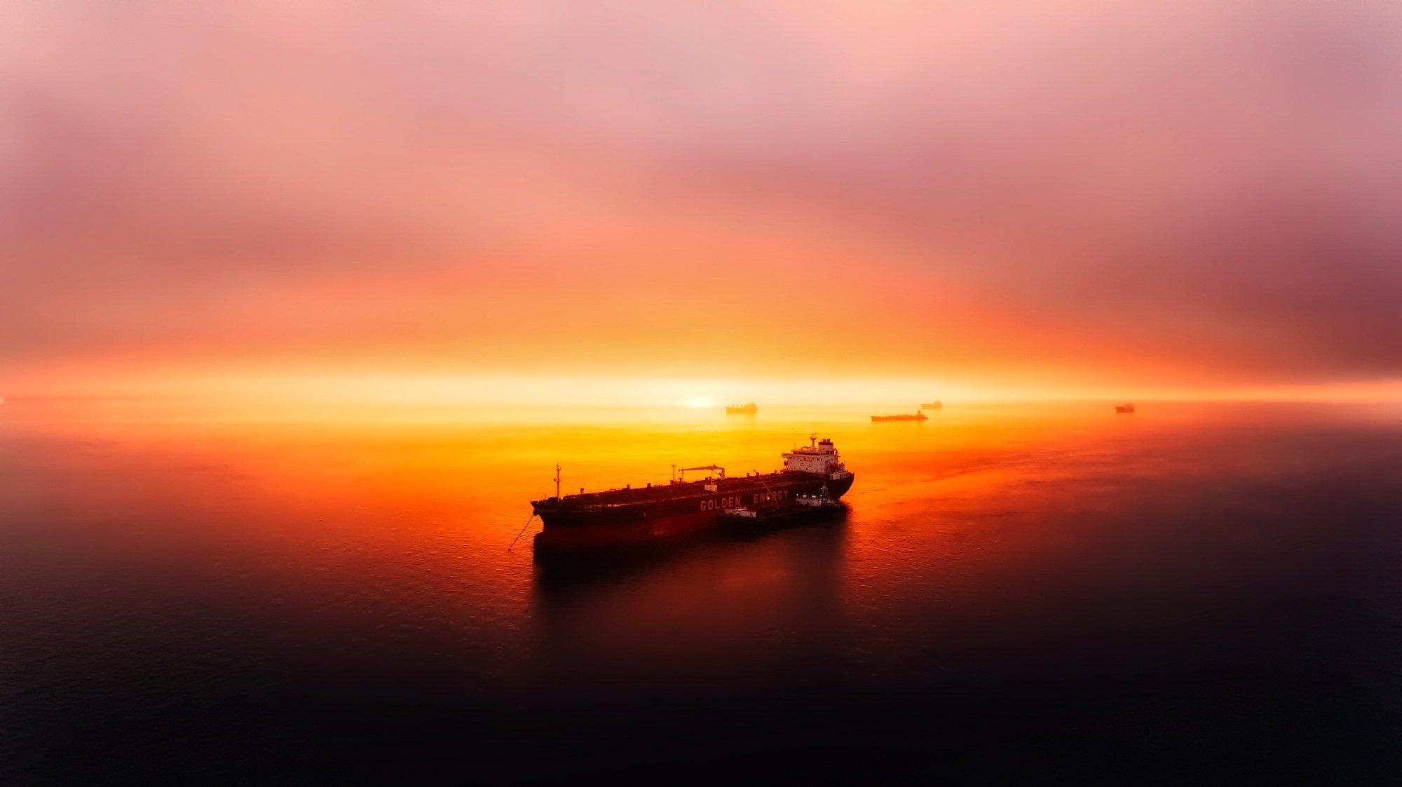photography oil tanker sunset sea wallpaper and background