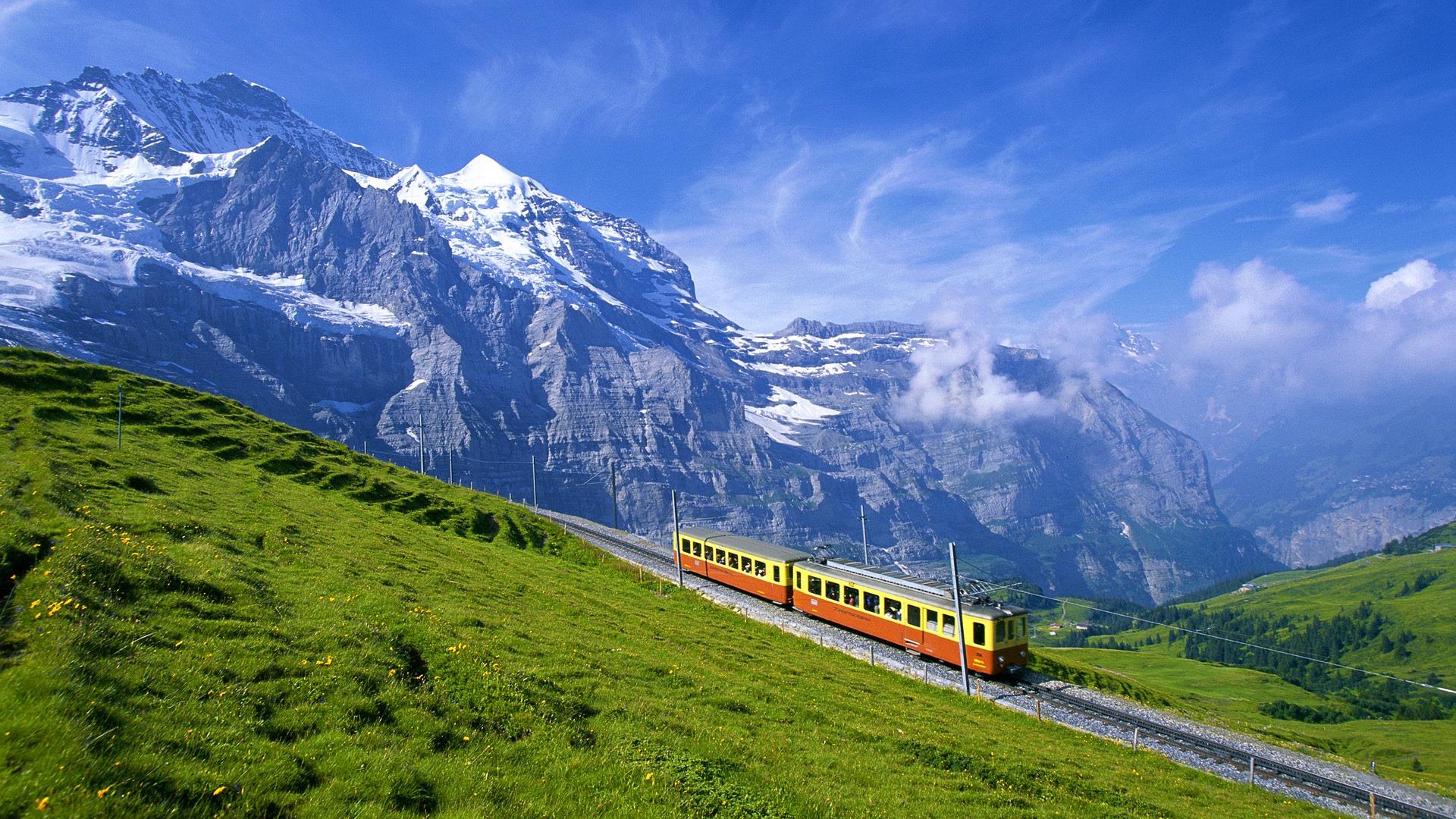 Beautiful train HD Wallpaper, mountain , nature