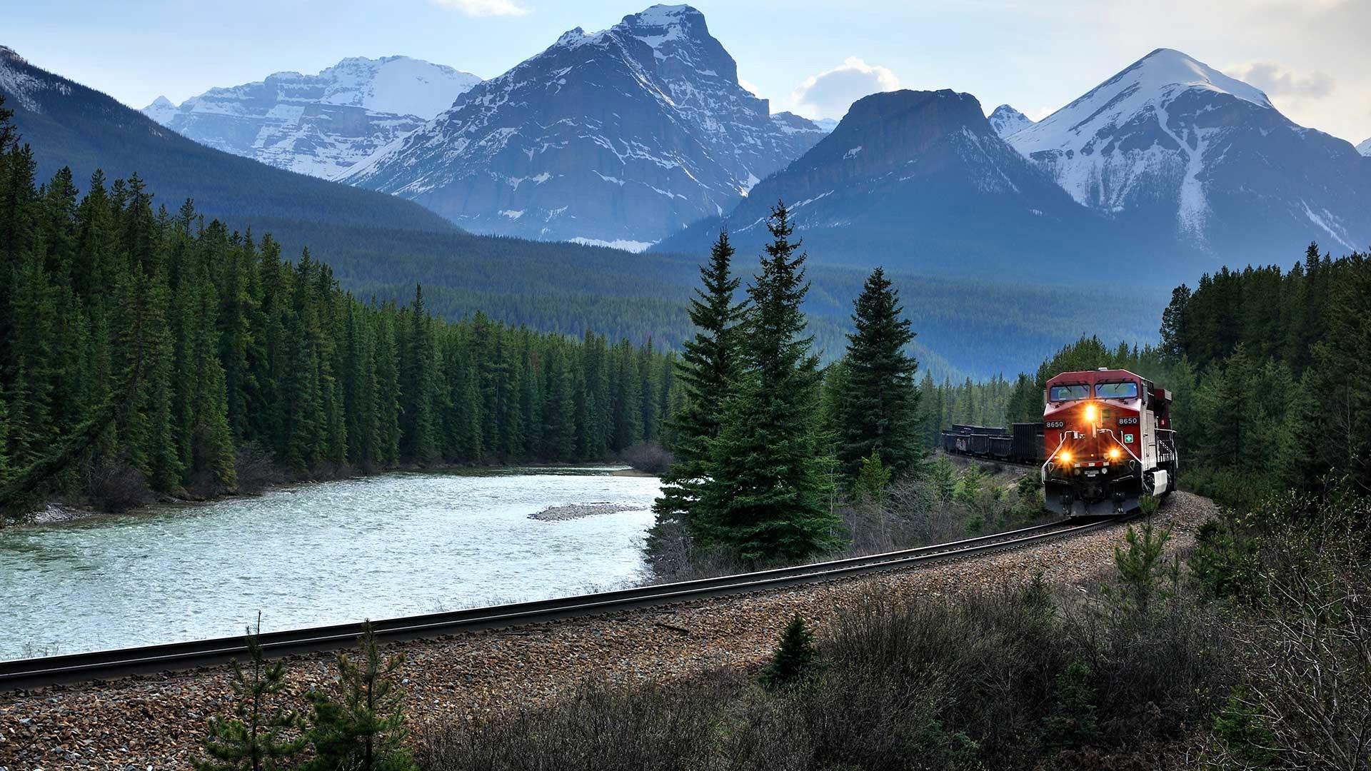Canada, Mountains, Train, Trees 640x960 IPhone 4 4S Wallpaper