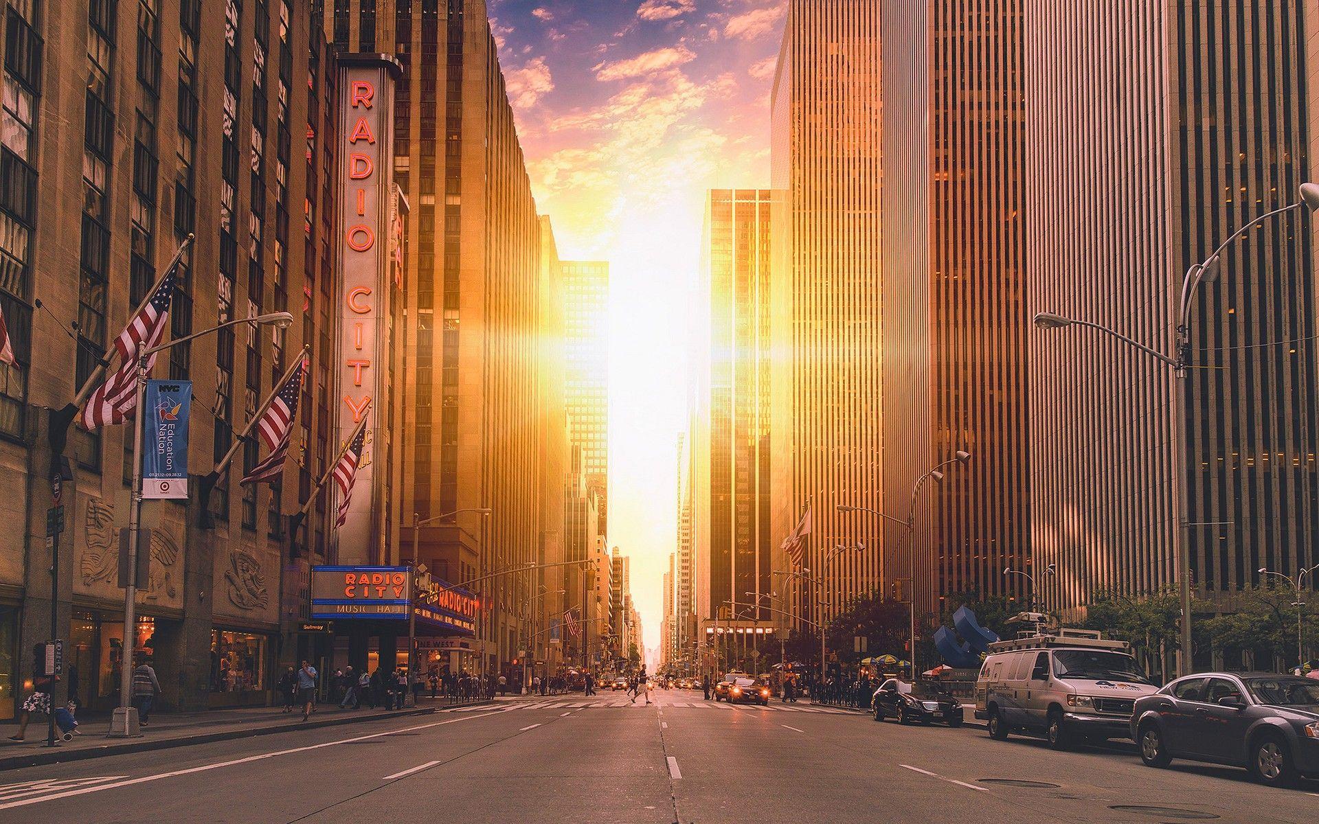 New York City Buildings Sunset Wallpaper. HDWallpaperFX in 2019