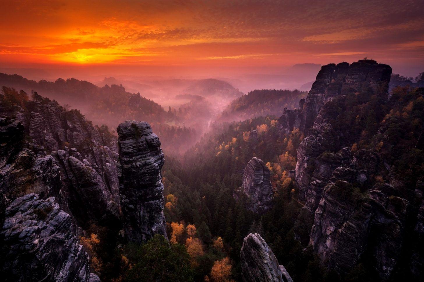 Nature Sunset Mountain HD Wallpaper
