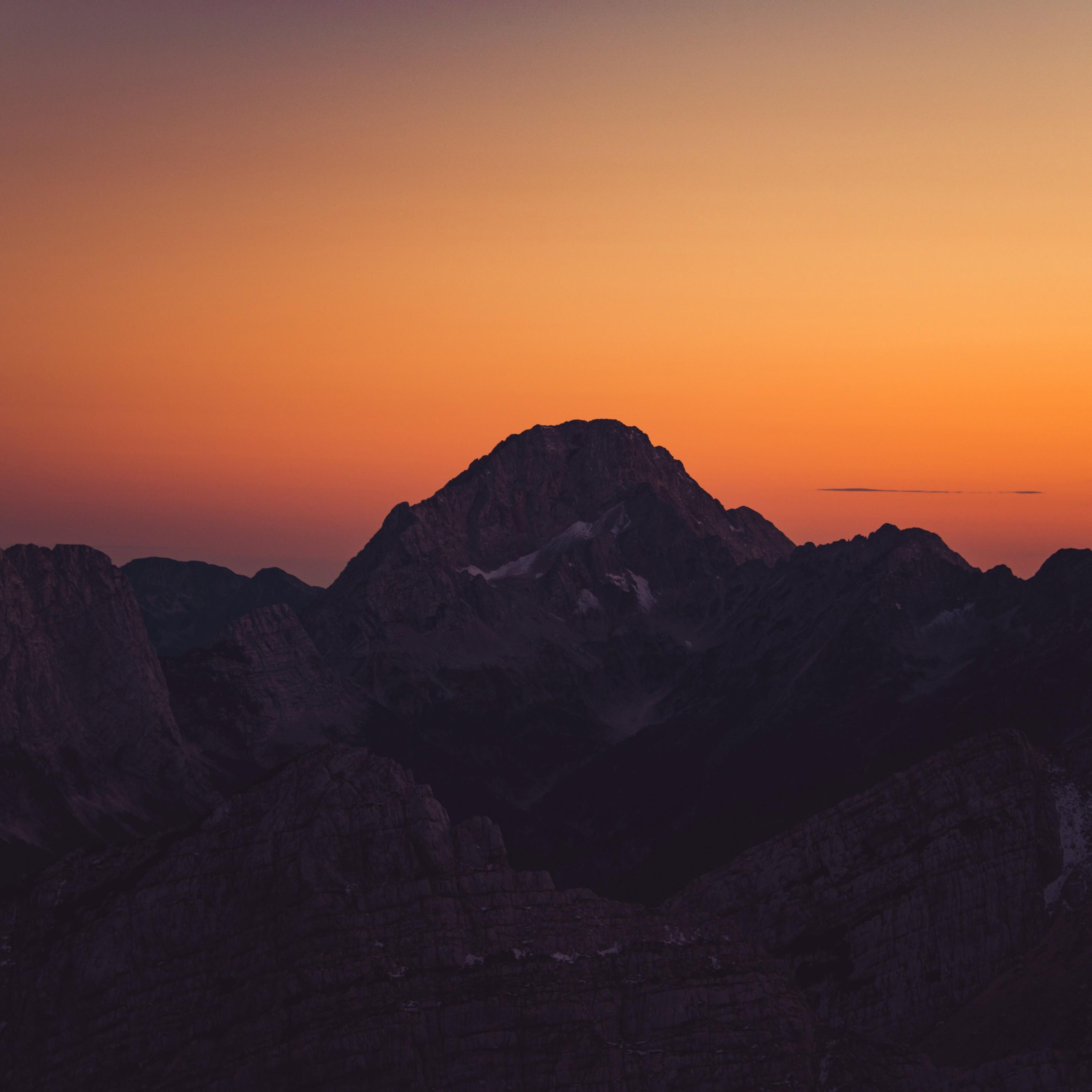 Orange Sky Landscape Sunset Mountains 8k iPad Pro Retina