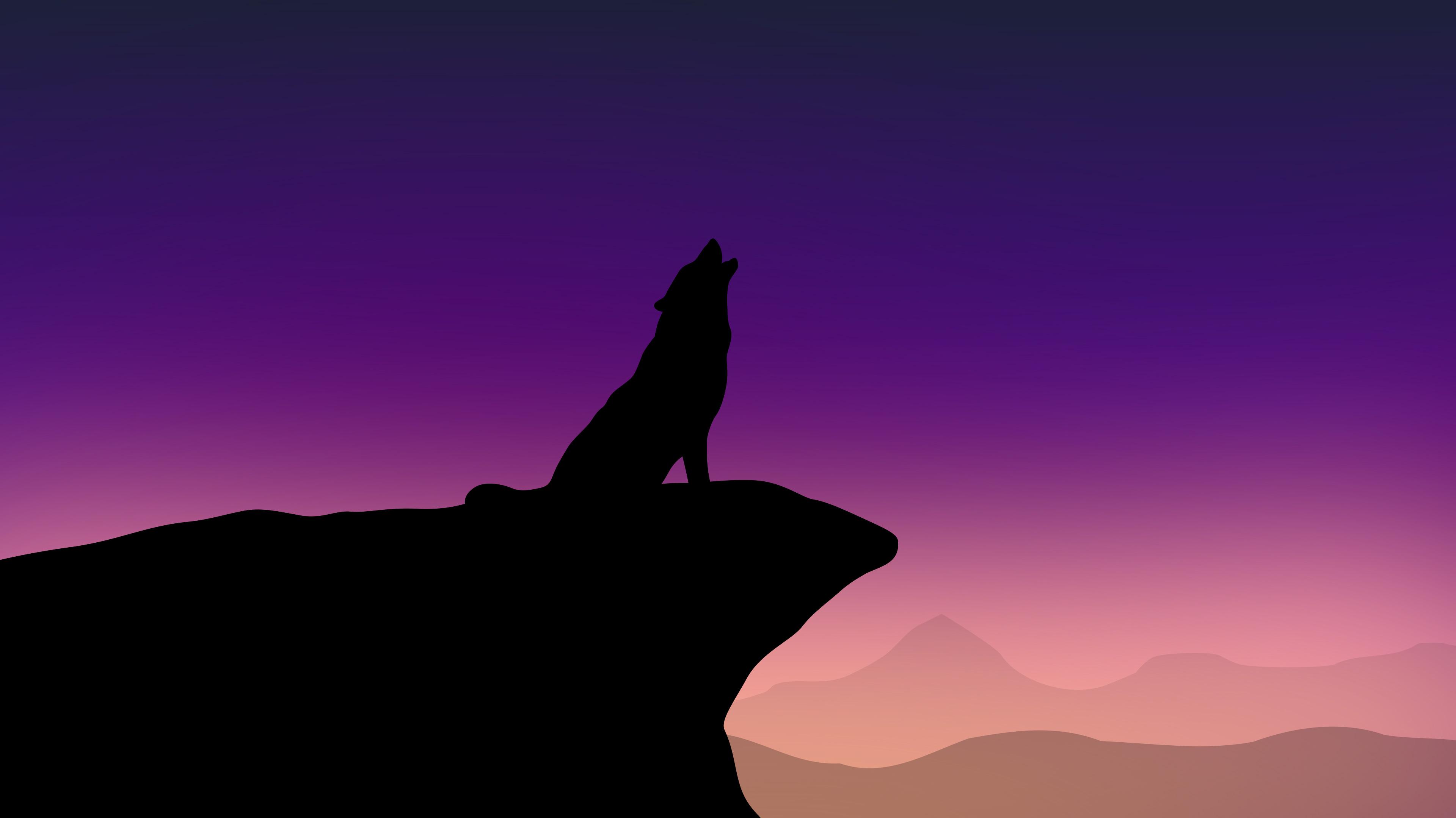 Howling Wolf Minimalism 4k, HD Artist, 4k Wallpaper, Image
