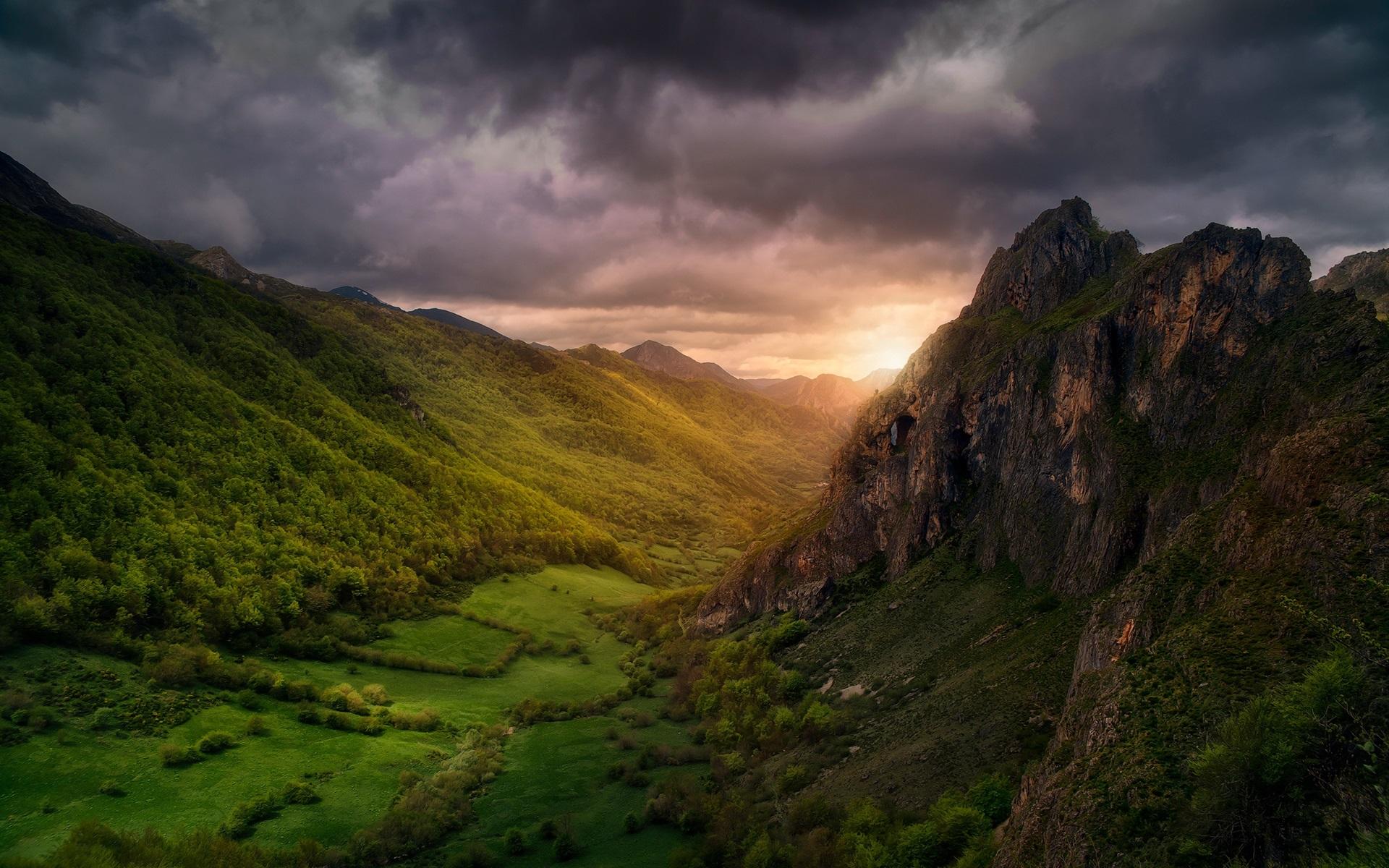 Wallpaper Beautiful nature landscape, clouds, valley, mountains