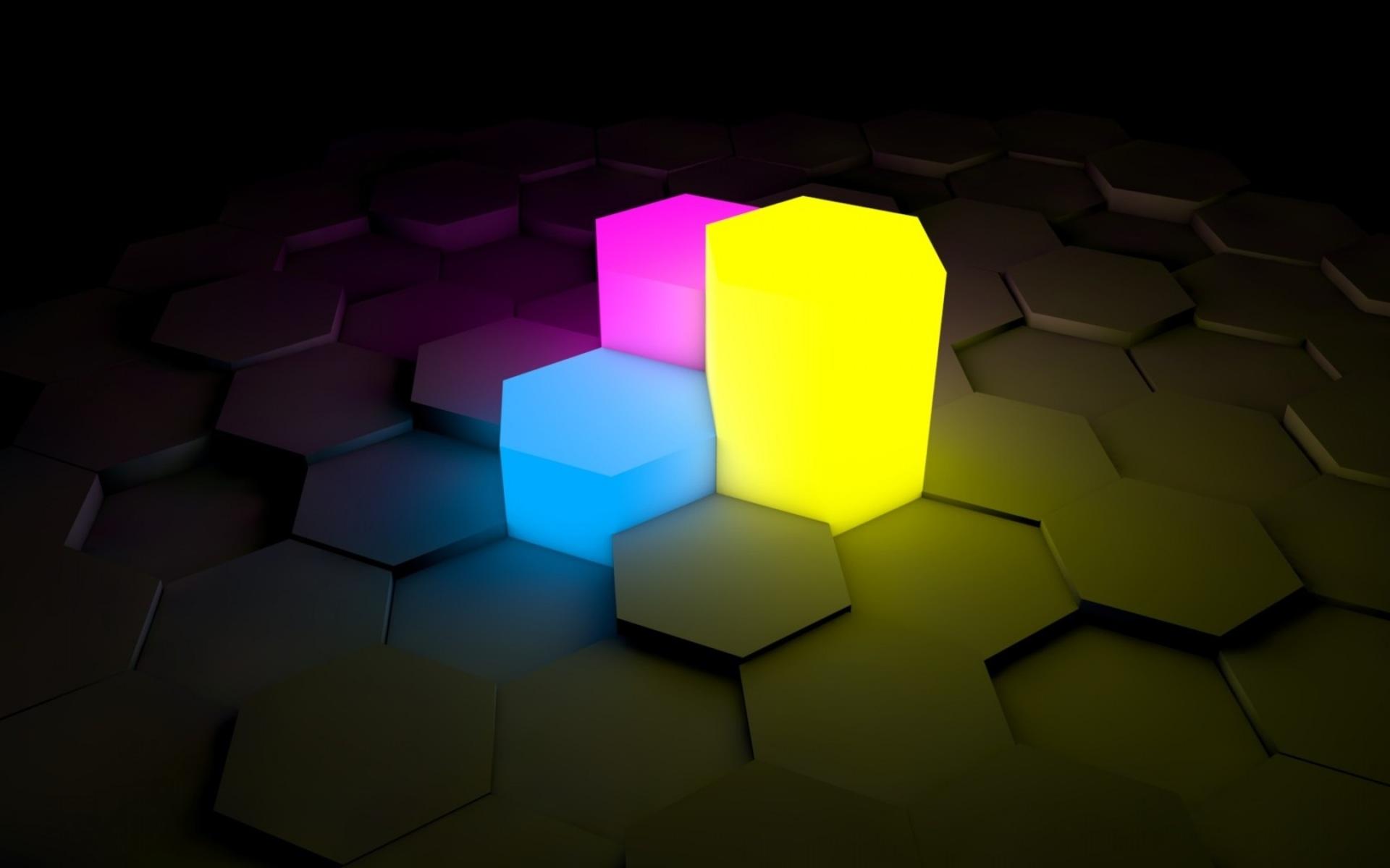hex, Blue, 3D, Yellow Wallpaper HD / Desktop and Mobile Background