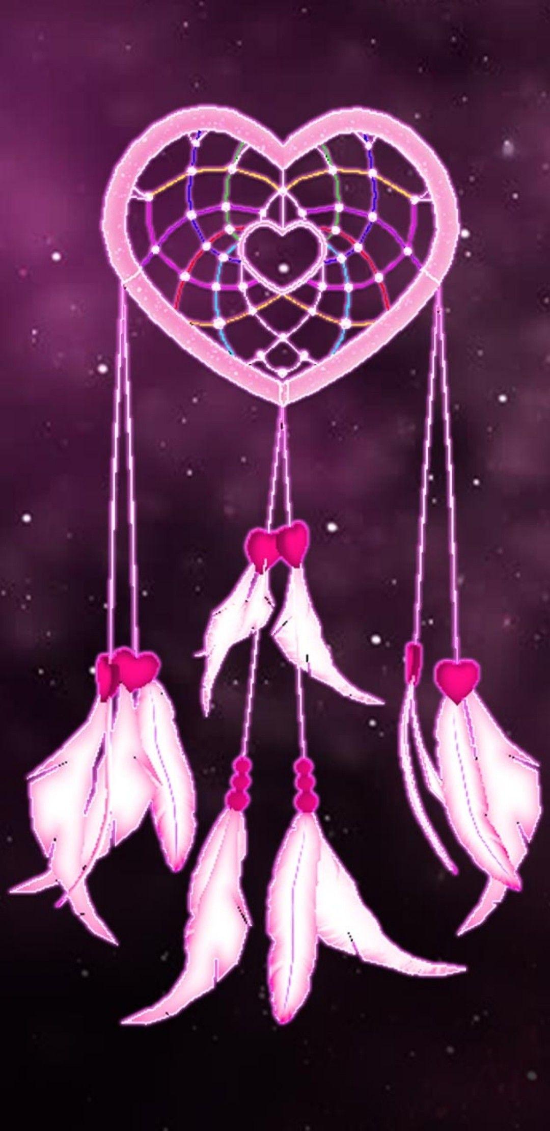 Black and pink dreamcatcher. Background. Dreamcatcher