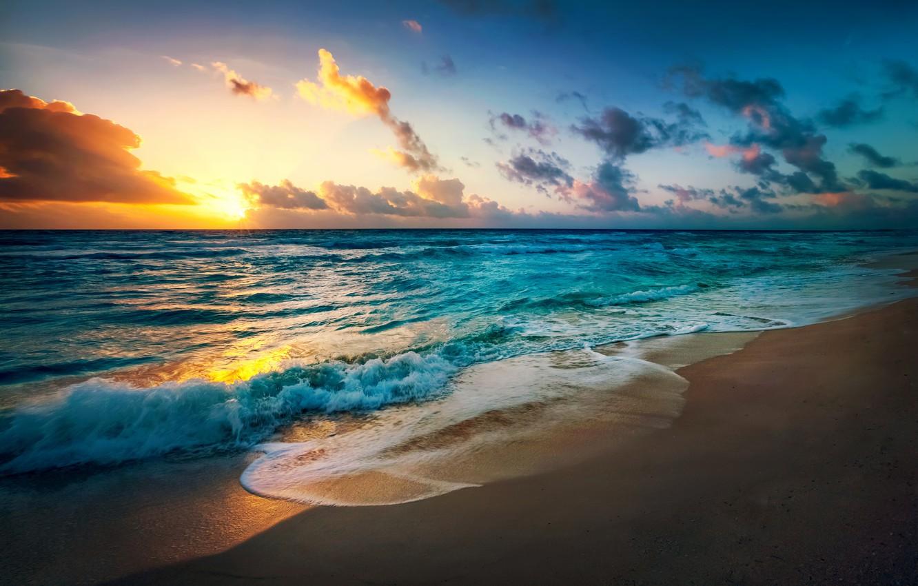 Wallpaper sand, sea, beach, the sky, the sun, landscape, sunset