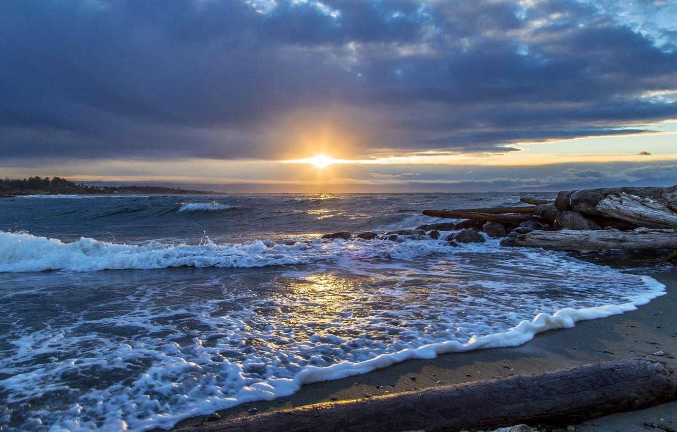 Wallpaper sunrise, the ocean, dawn, coast, Canada, Canada, British