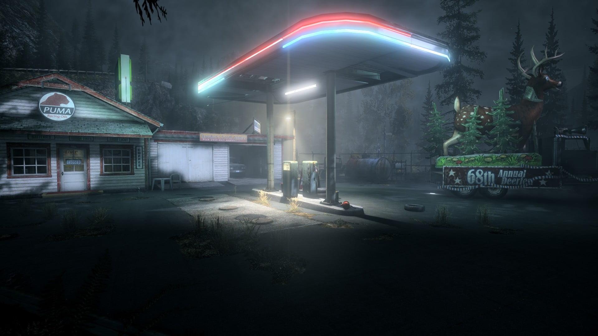 Gray gas station, Alan Wake, video games HD wallpaper