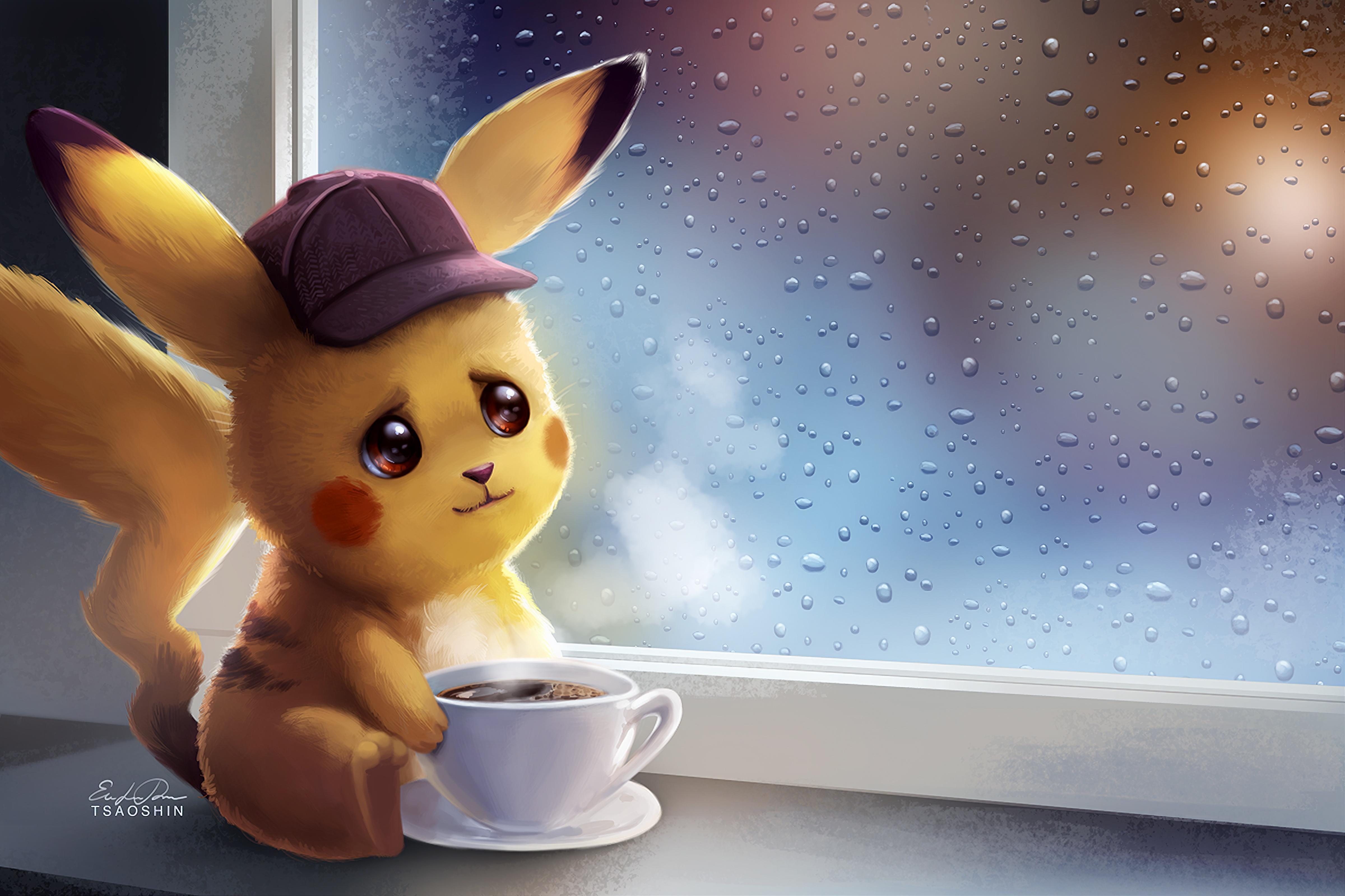 REQUEST Someone can animate this wallpaper of Detective Pikachu :D