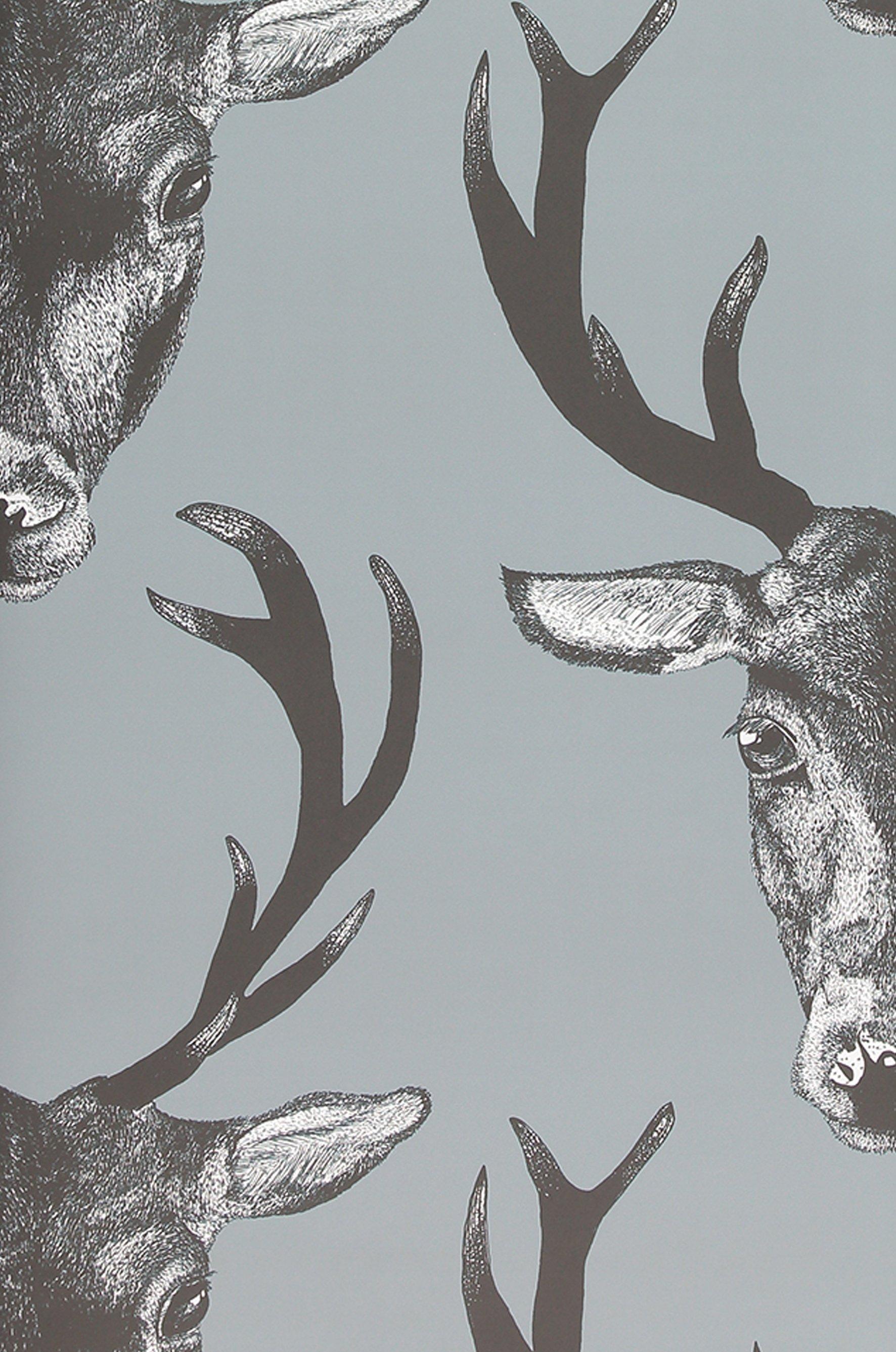 Stag Wallpaper Grey