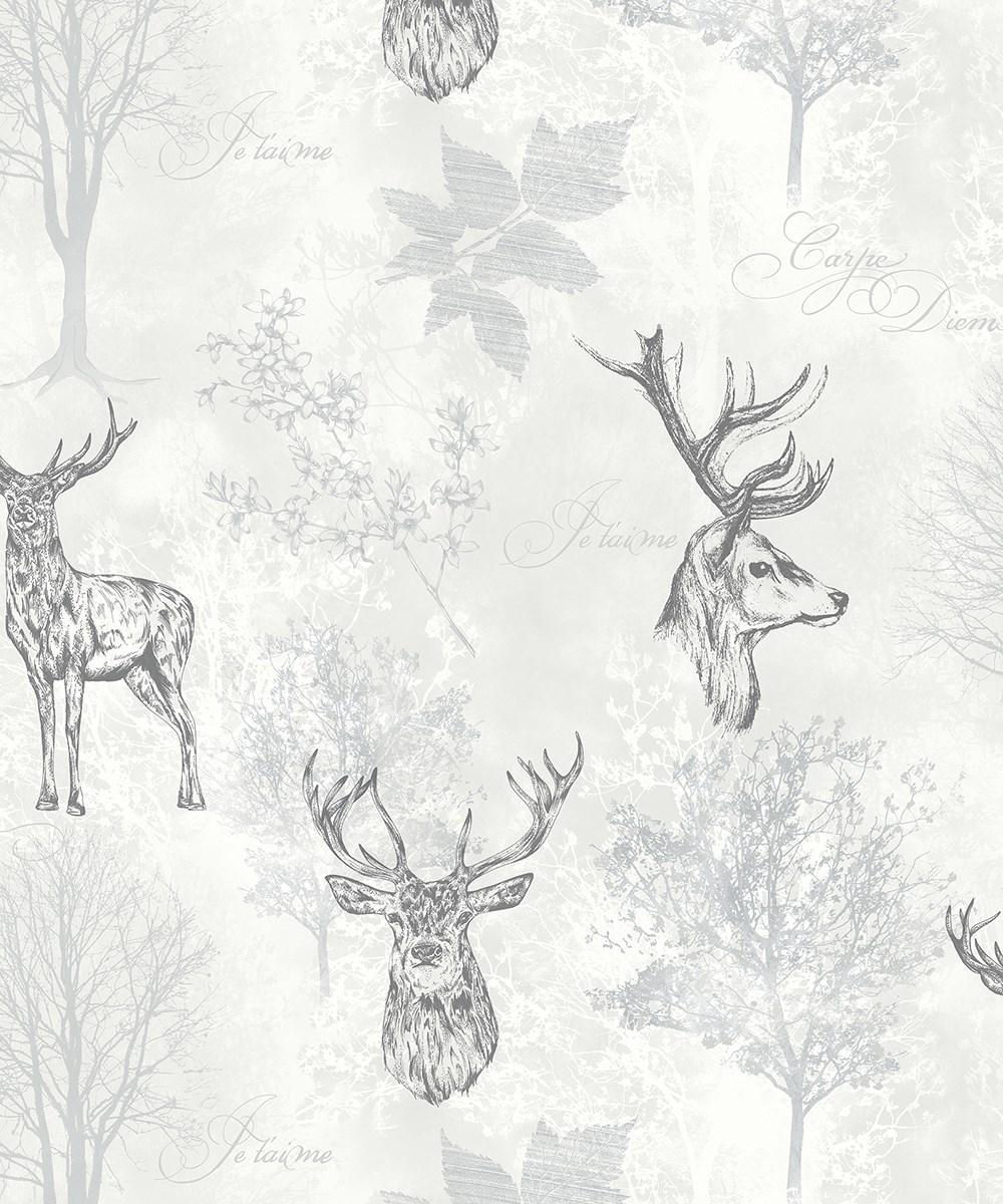 Etched Stag Mono Wallpaper