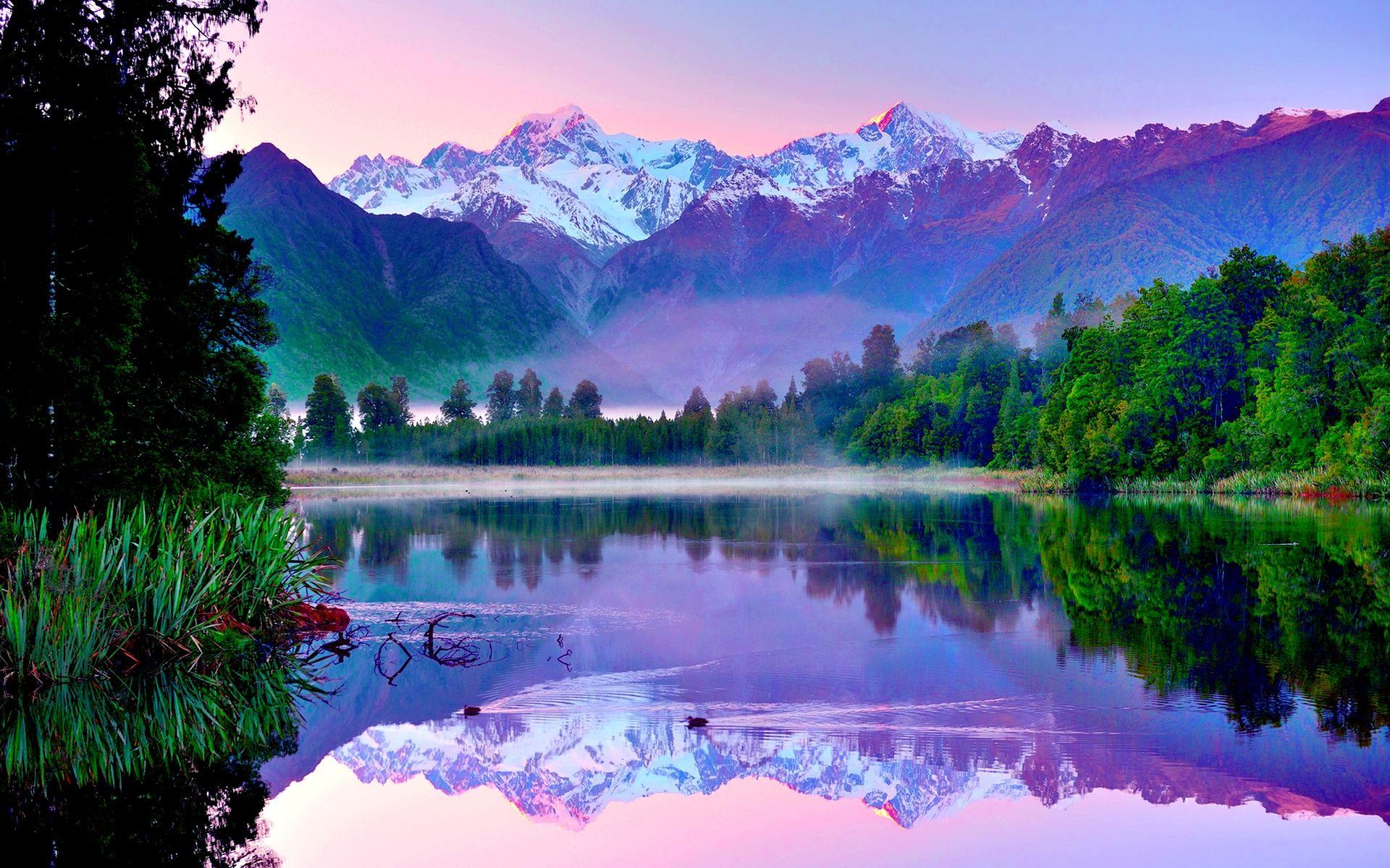 Mountain Lake Wallpaper. HD Wallpaper Pulse. New zealand mountains, Sky lake, Travel around the world