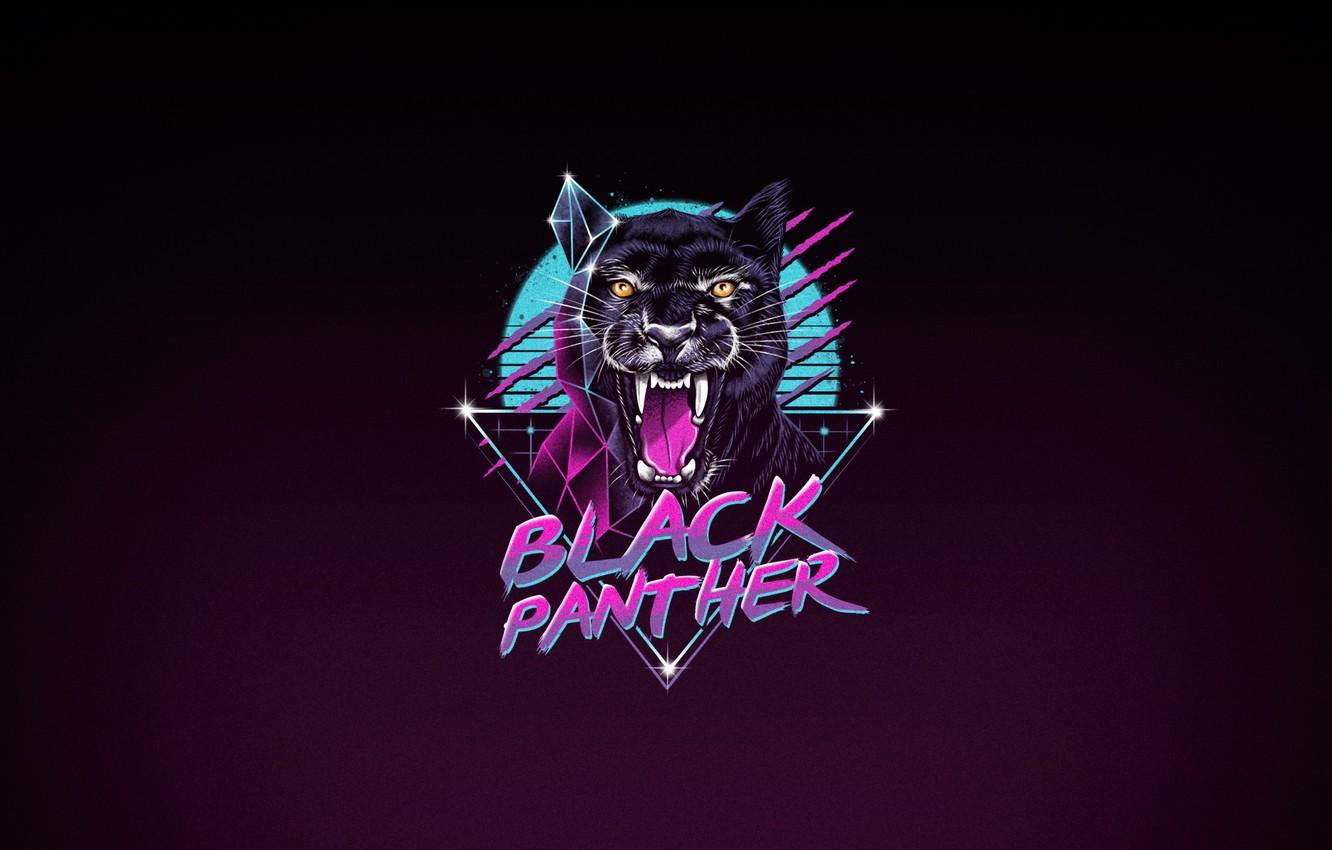 Wallpaper Minimalism, Cat, Panther, Face, Art, 80s, Neon, Panther, Black Panther, 80's, Synth, Retrowave, Synthwave, New Retro Wave, Futuresynth, Sintav image for desktop, section минимализм