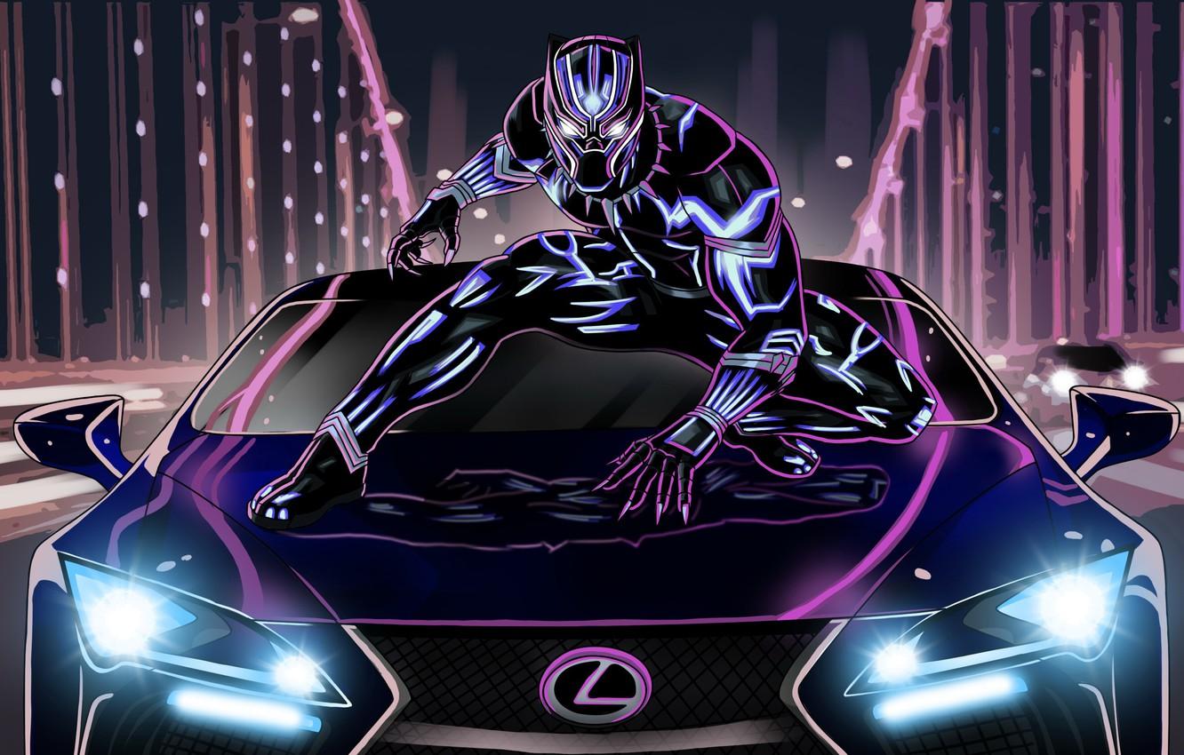 Wallpaper lexus, neon, artwork, black panther image