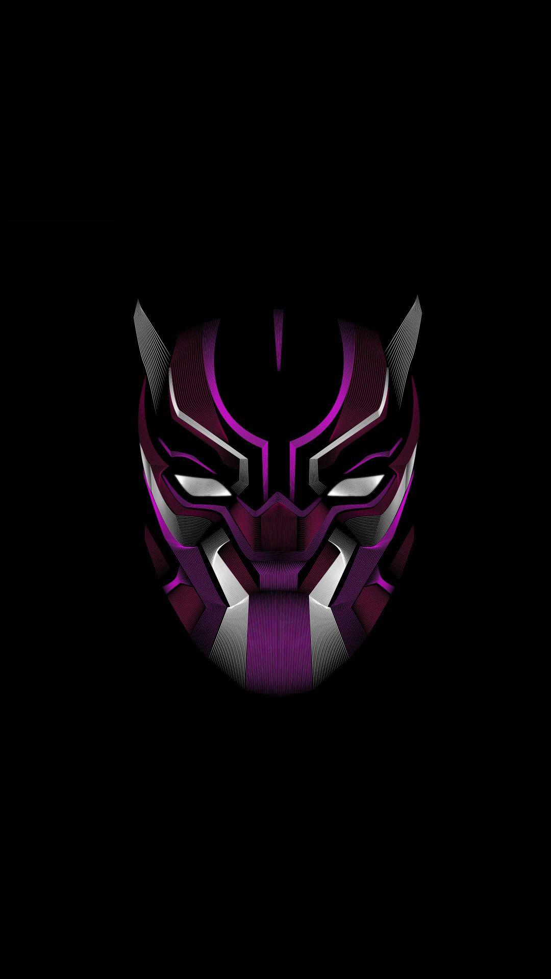 Black Panther, mask, minimal, 1080x1920 wallpaper. Superhero