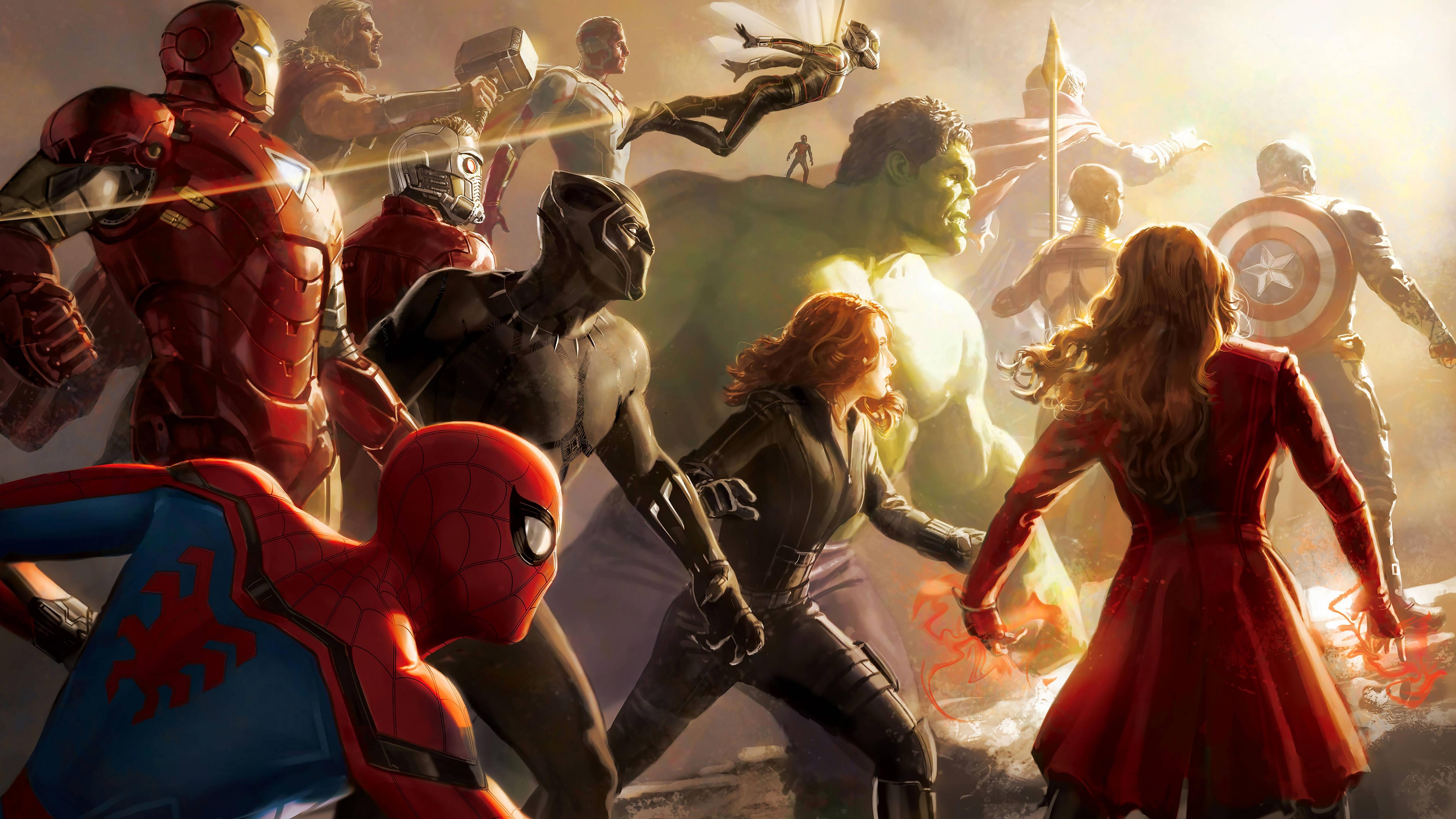 Avengers: Infinity War Spider Man Iron Man Black Panther Black Widow