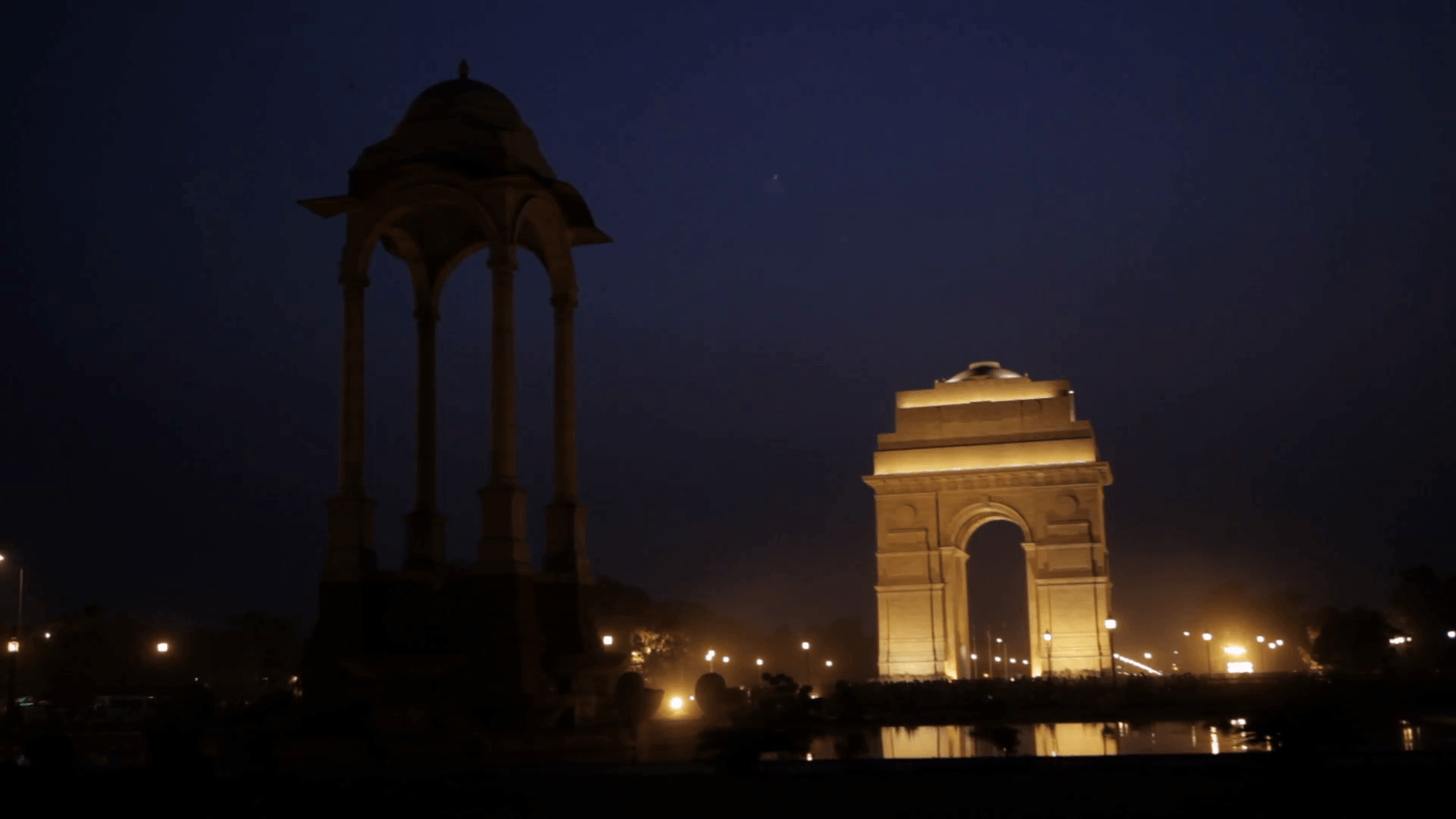 Ws India Gate At Night / New Delhi, India Stock Video Gate