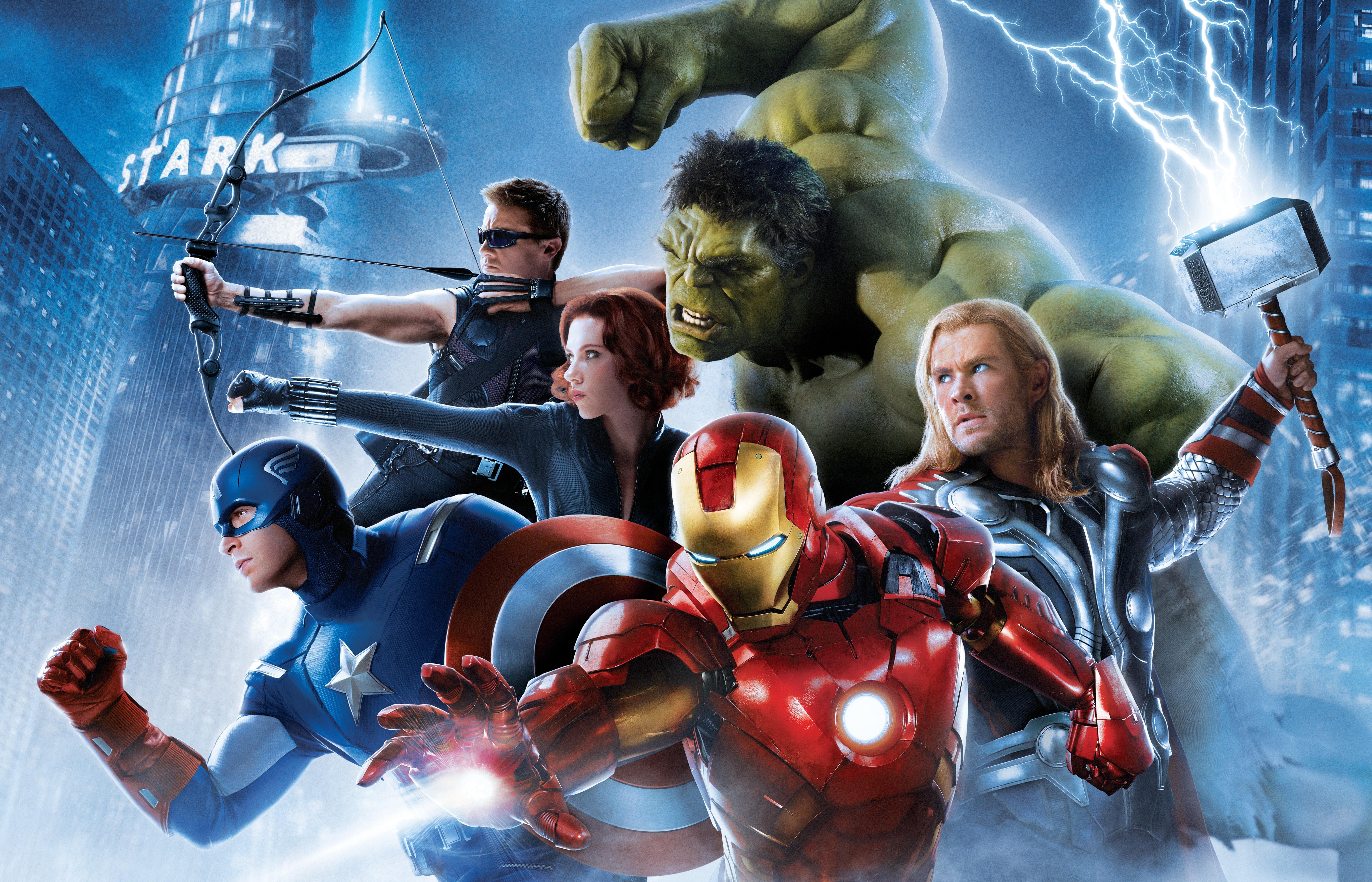 Iron Man Thor Captain America Black Widow Hawkeye 1366x768